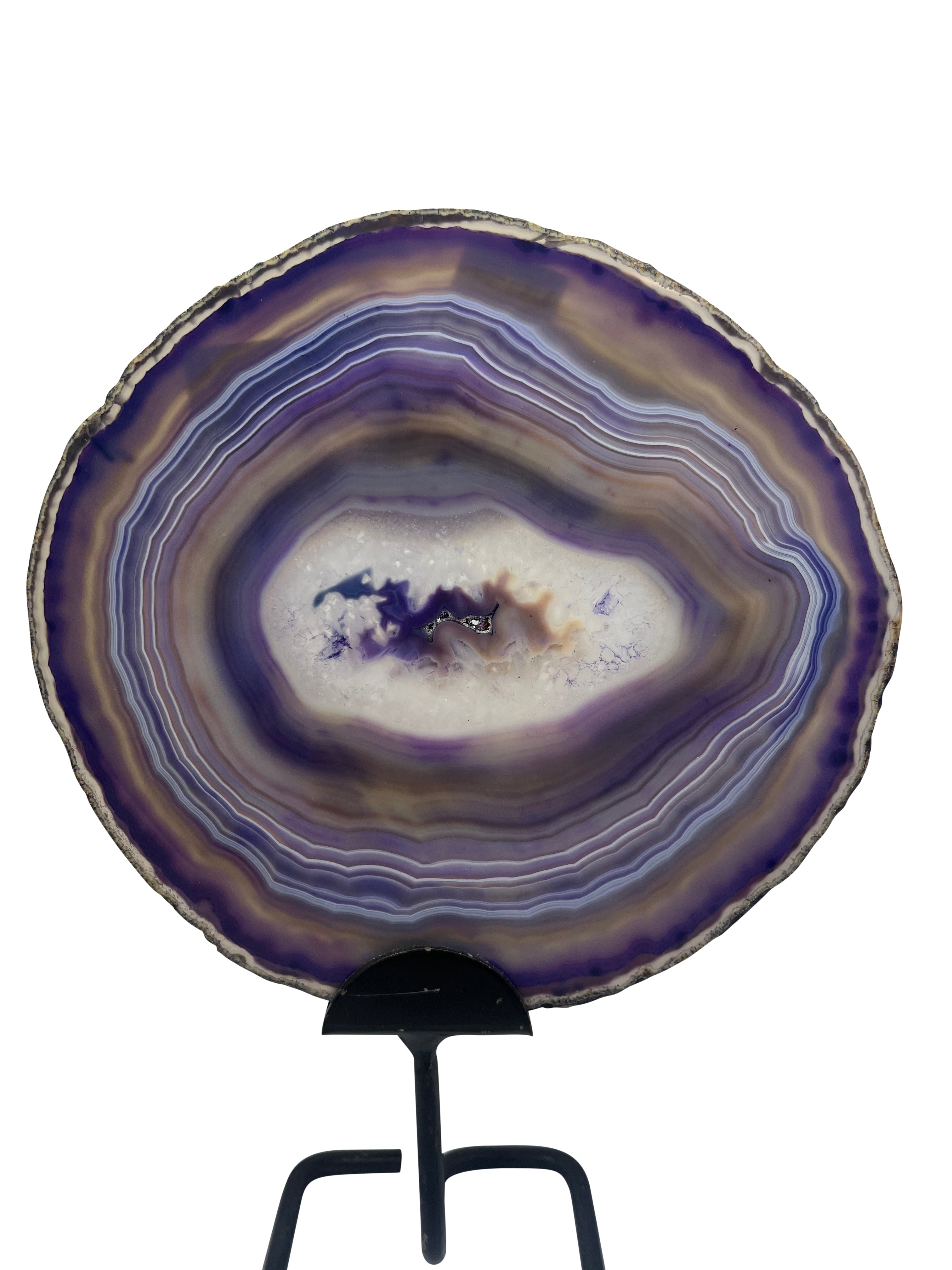 Purple Agate Slice on Stand - Model C