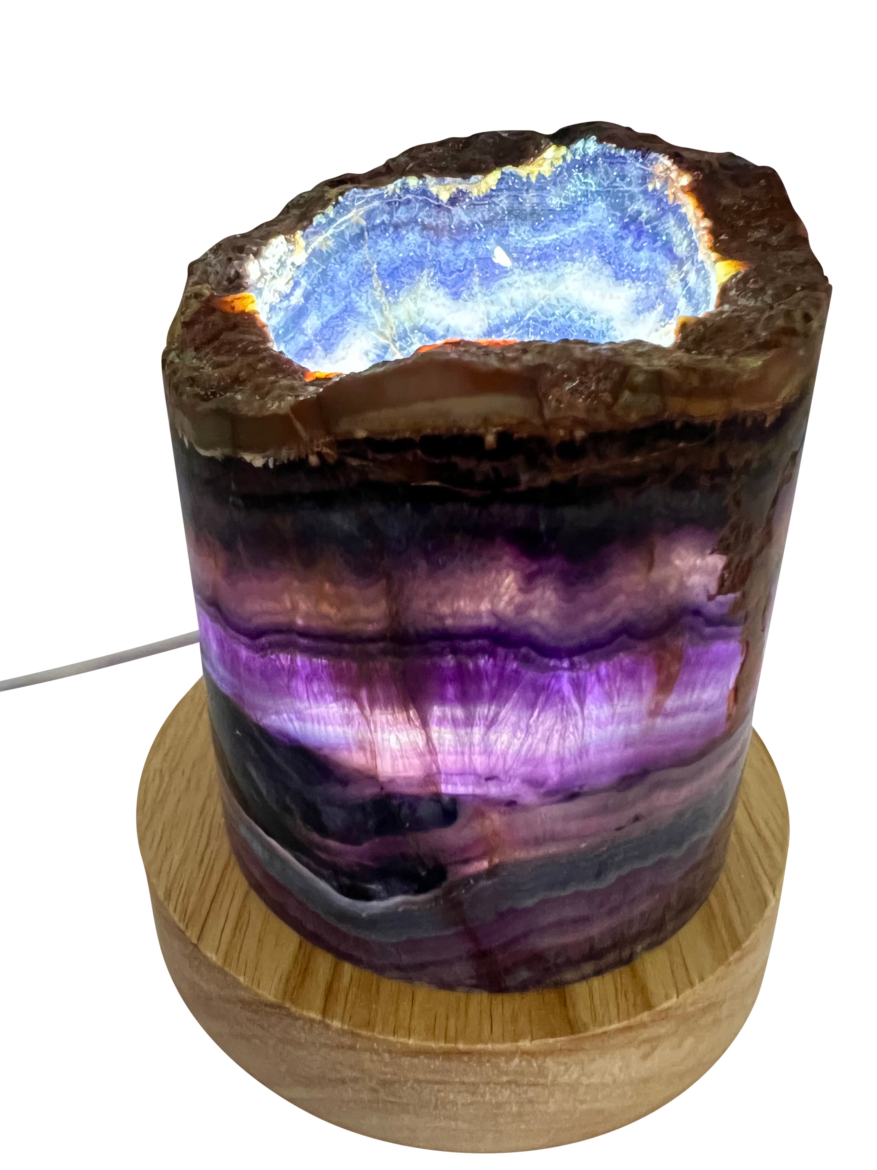 Medium Rainbow Fluorite Lamp - LED Stand D