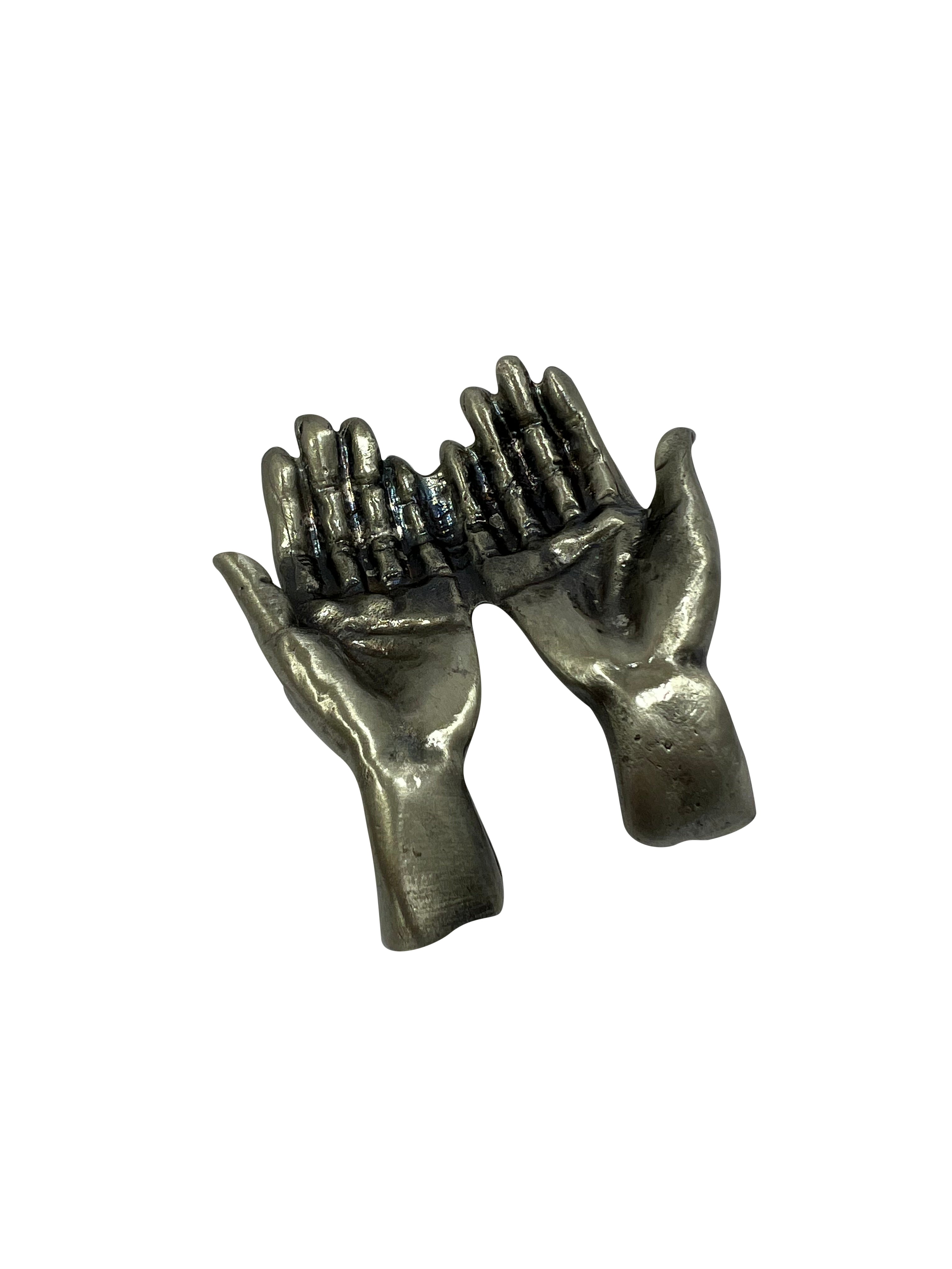 Crystal Holder Stand - Pewter Hands Display 7cm