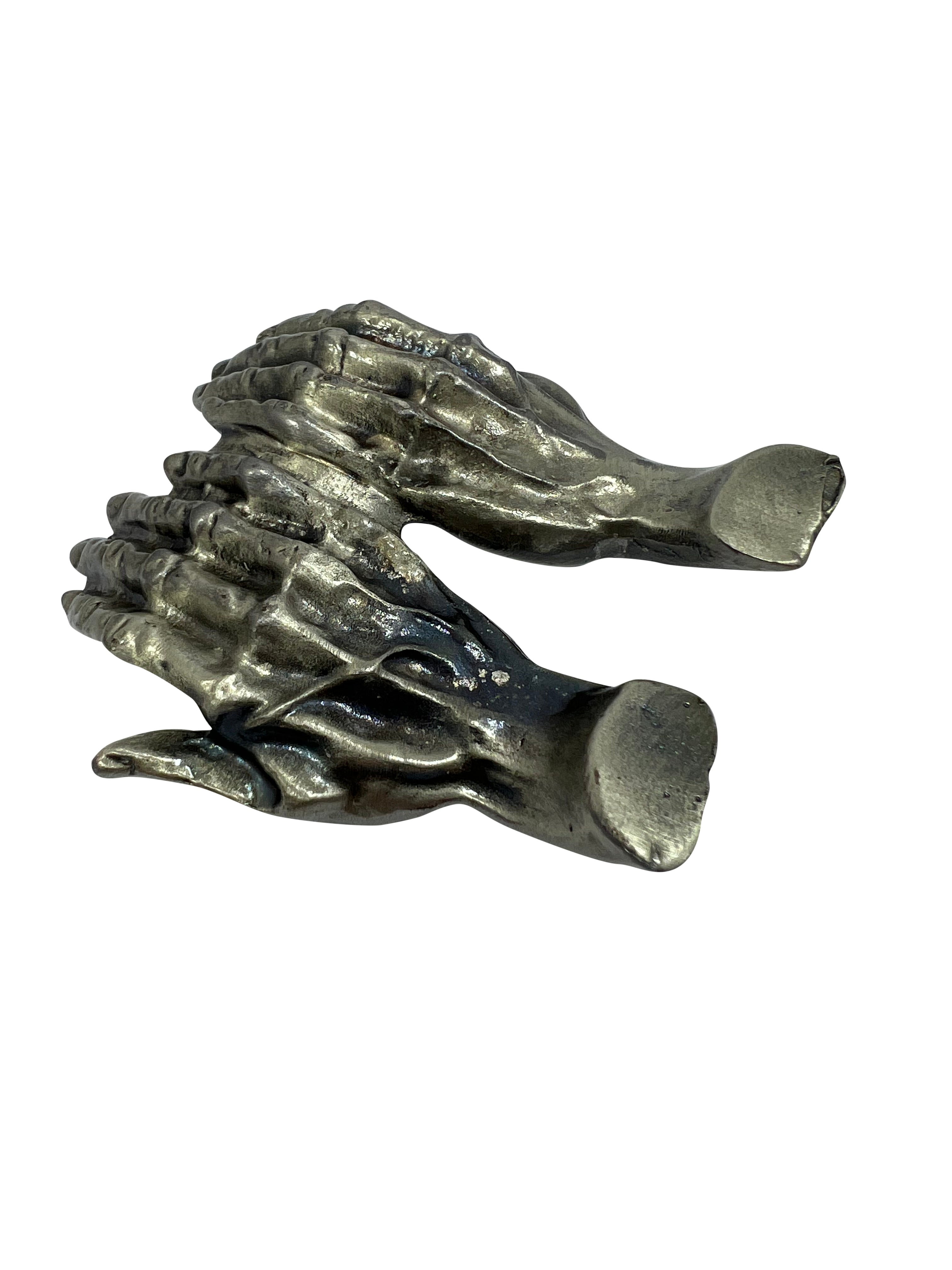 Crystal Holder Stand - Pewter Hands Display 7cm