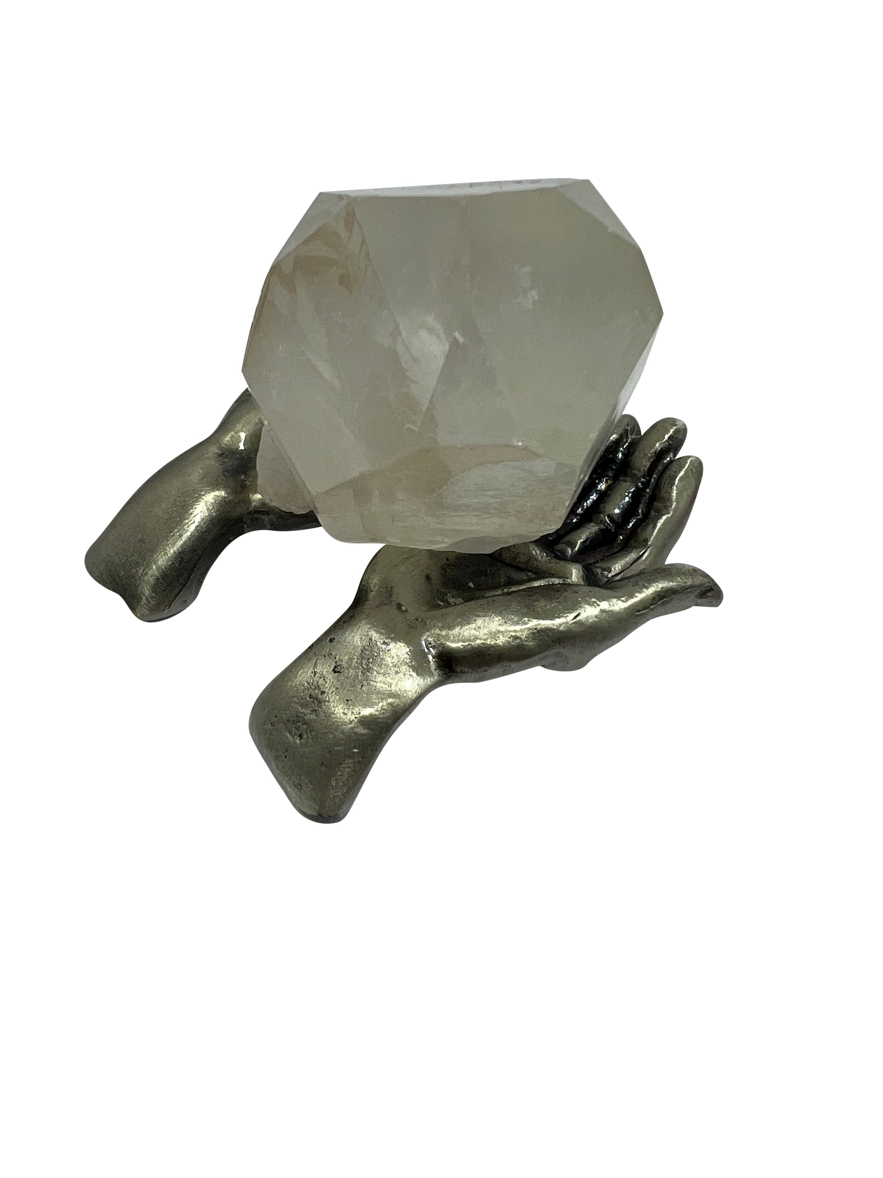 Crystal Holder Stand - Pewter Hands Display 7cm