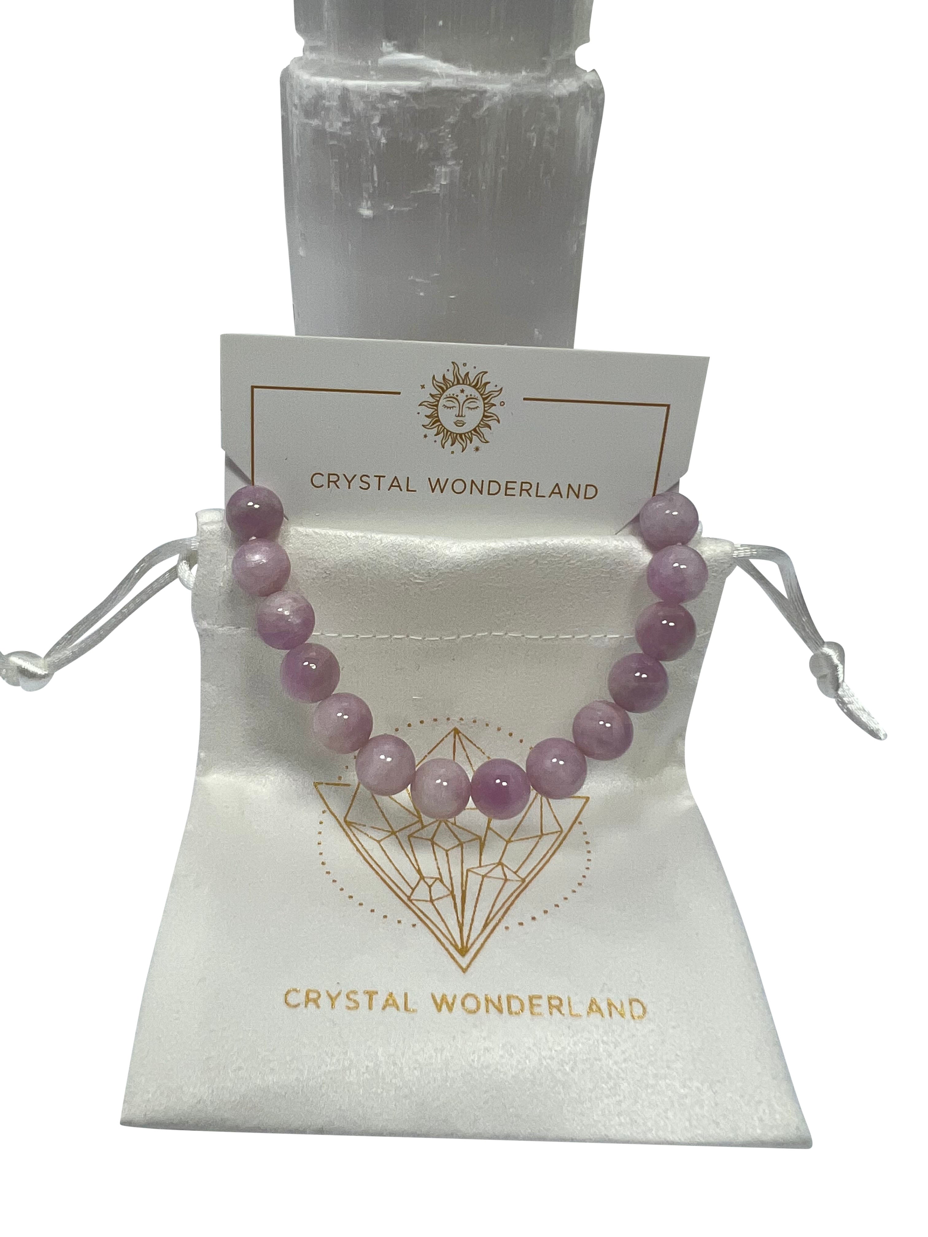 Kunzite Crystal Bead Bracelet - 8mm