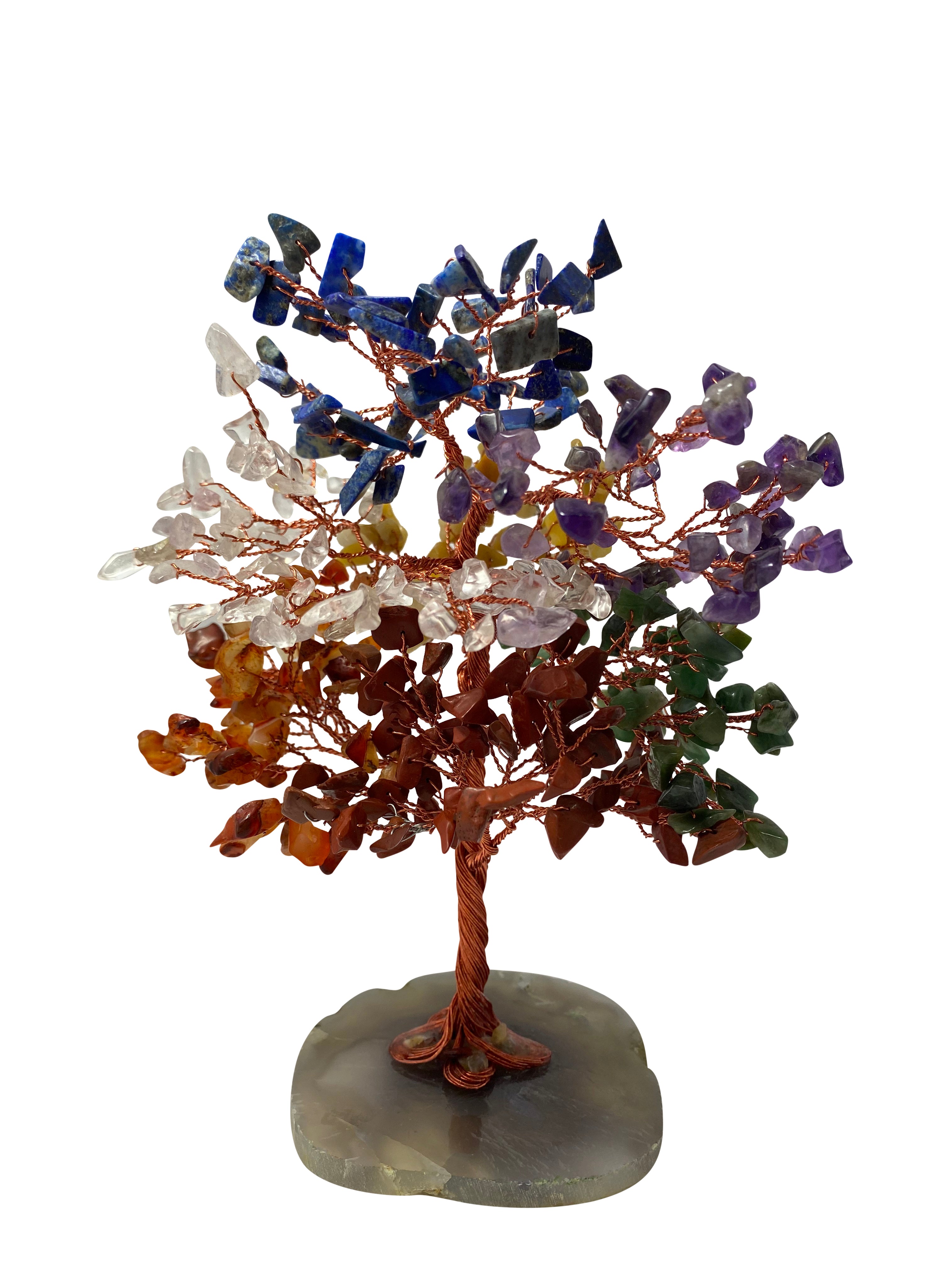 Crystal Chips Tree With Agate Slice Base 7 Chakras