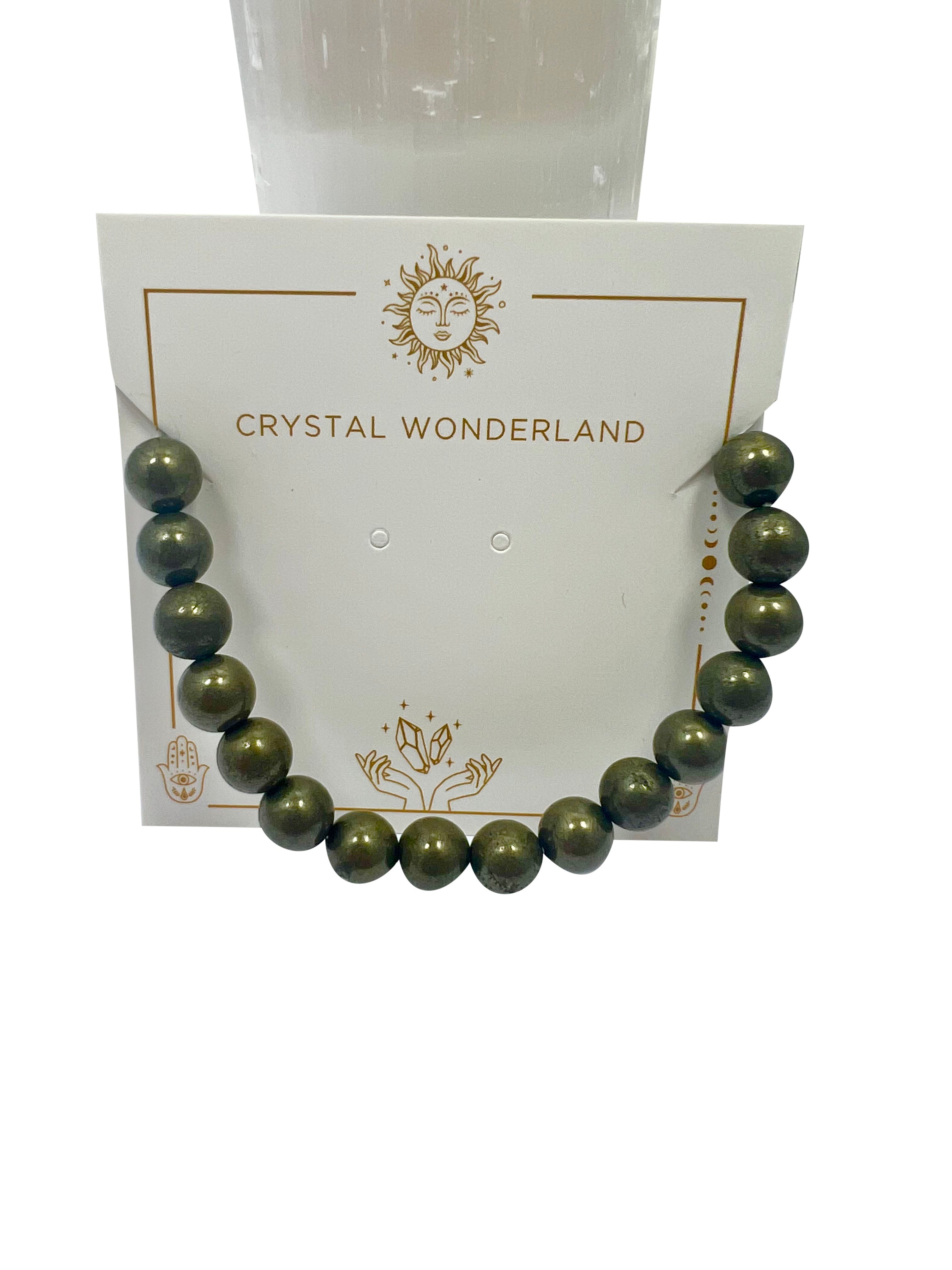 Pyrite Crystal Beads Bracelet 8mm
