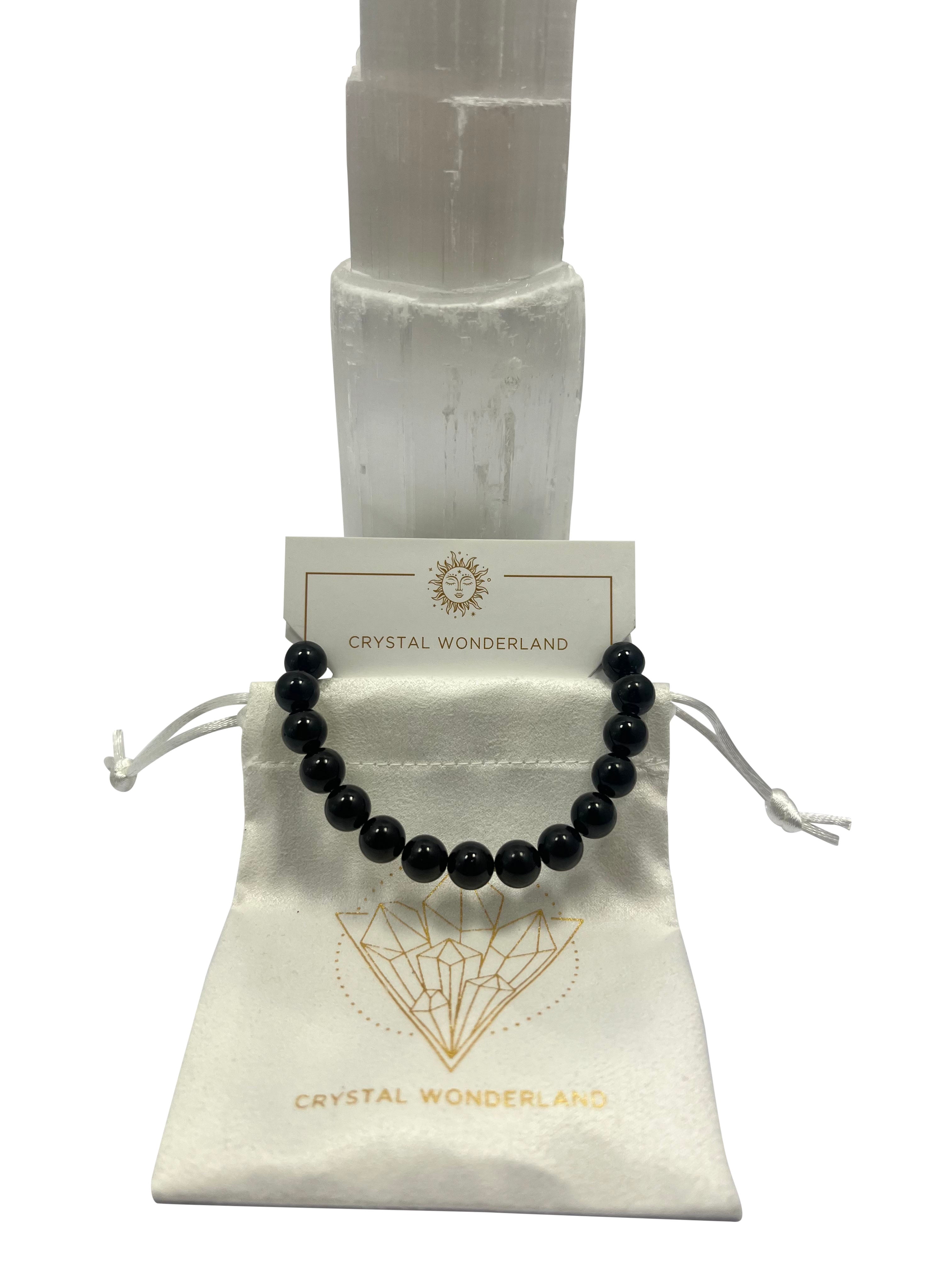 Black Obsidian Crystal Beads Bracelet 8mm