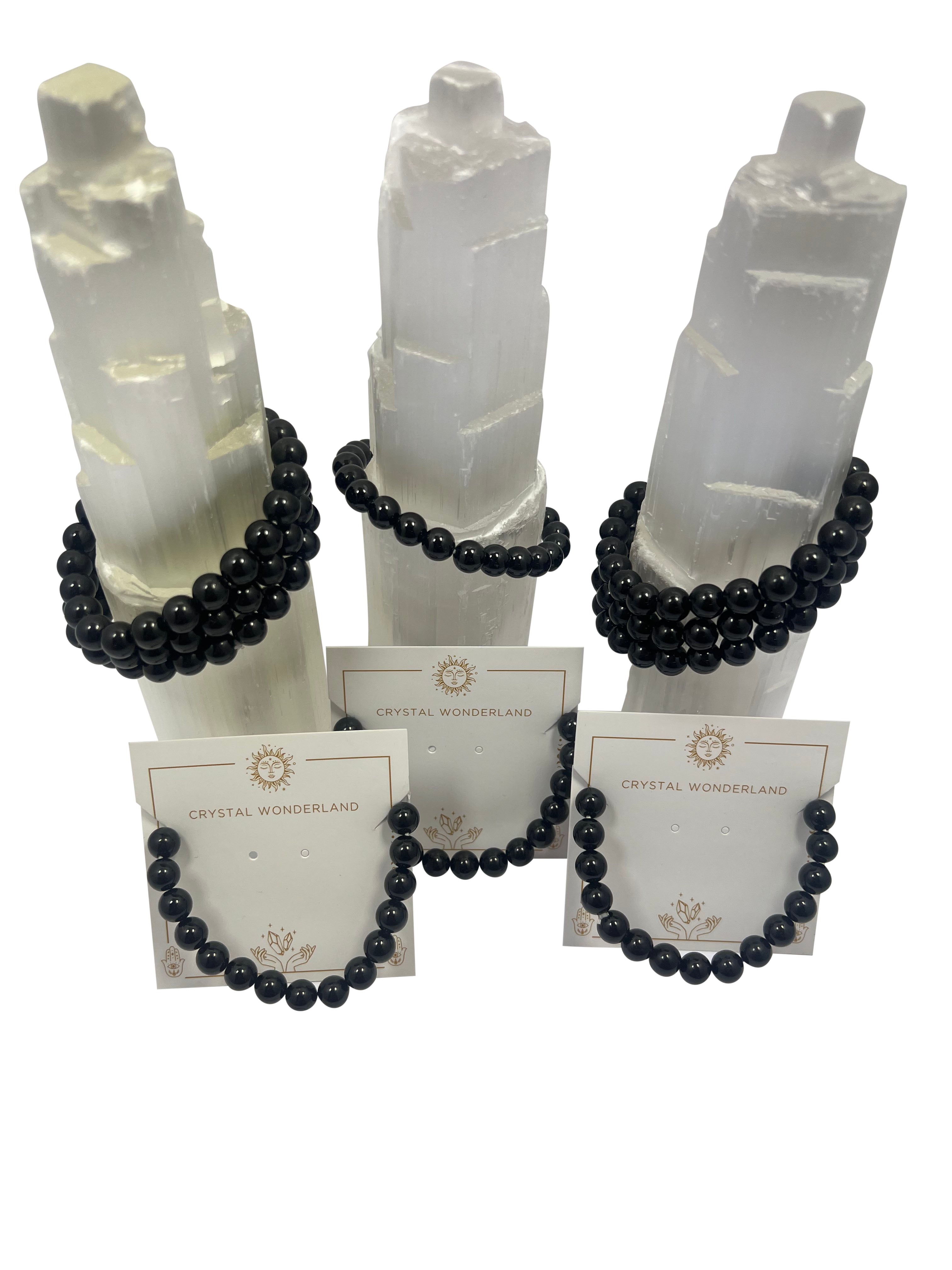 Black Obsidian Crystal Beads Bracelet 8mm