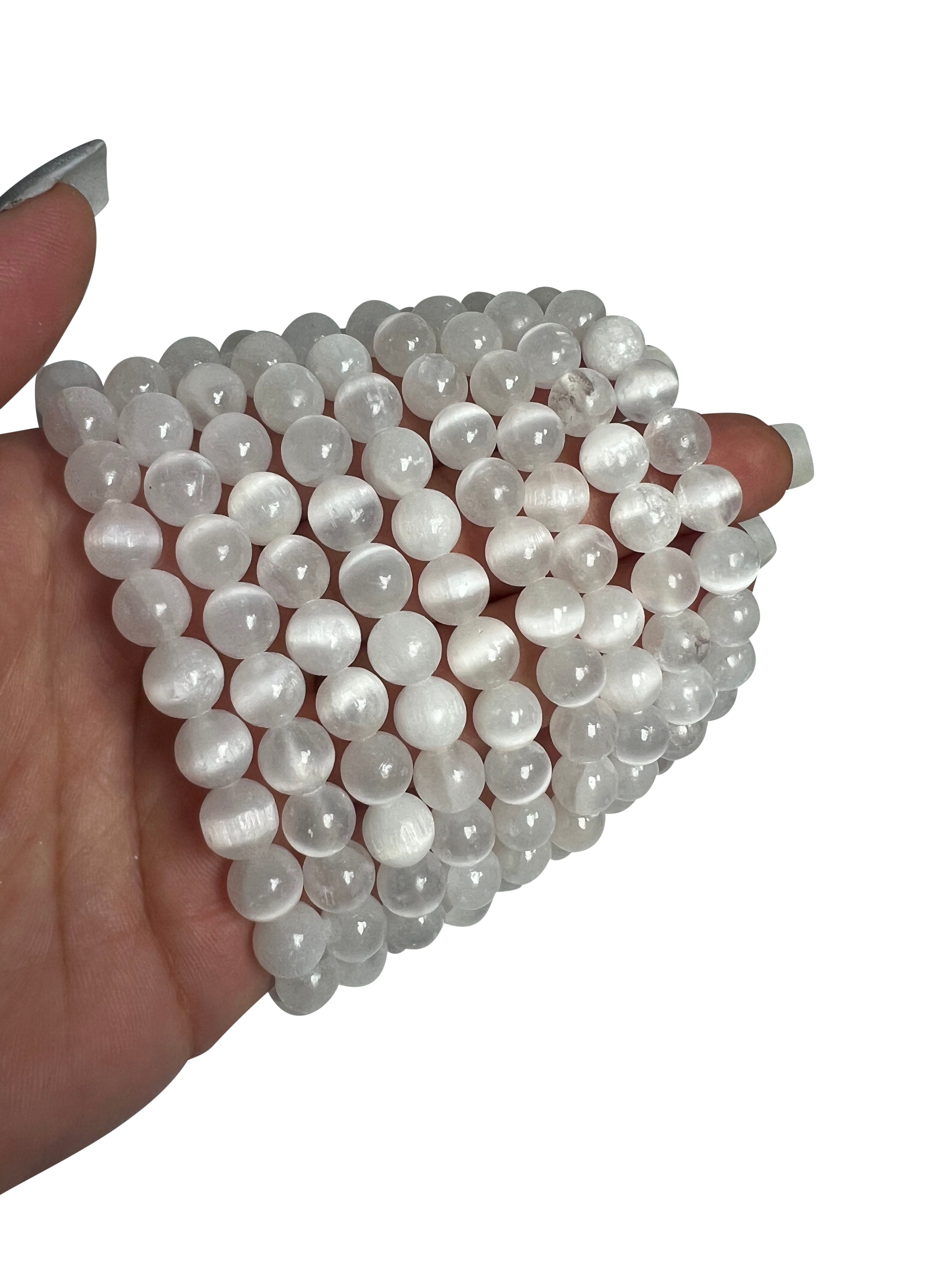 Selenite Crystal Beads Bracelet 8mm