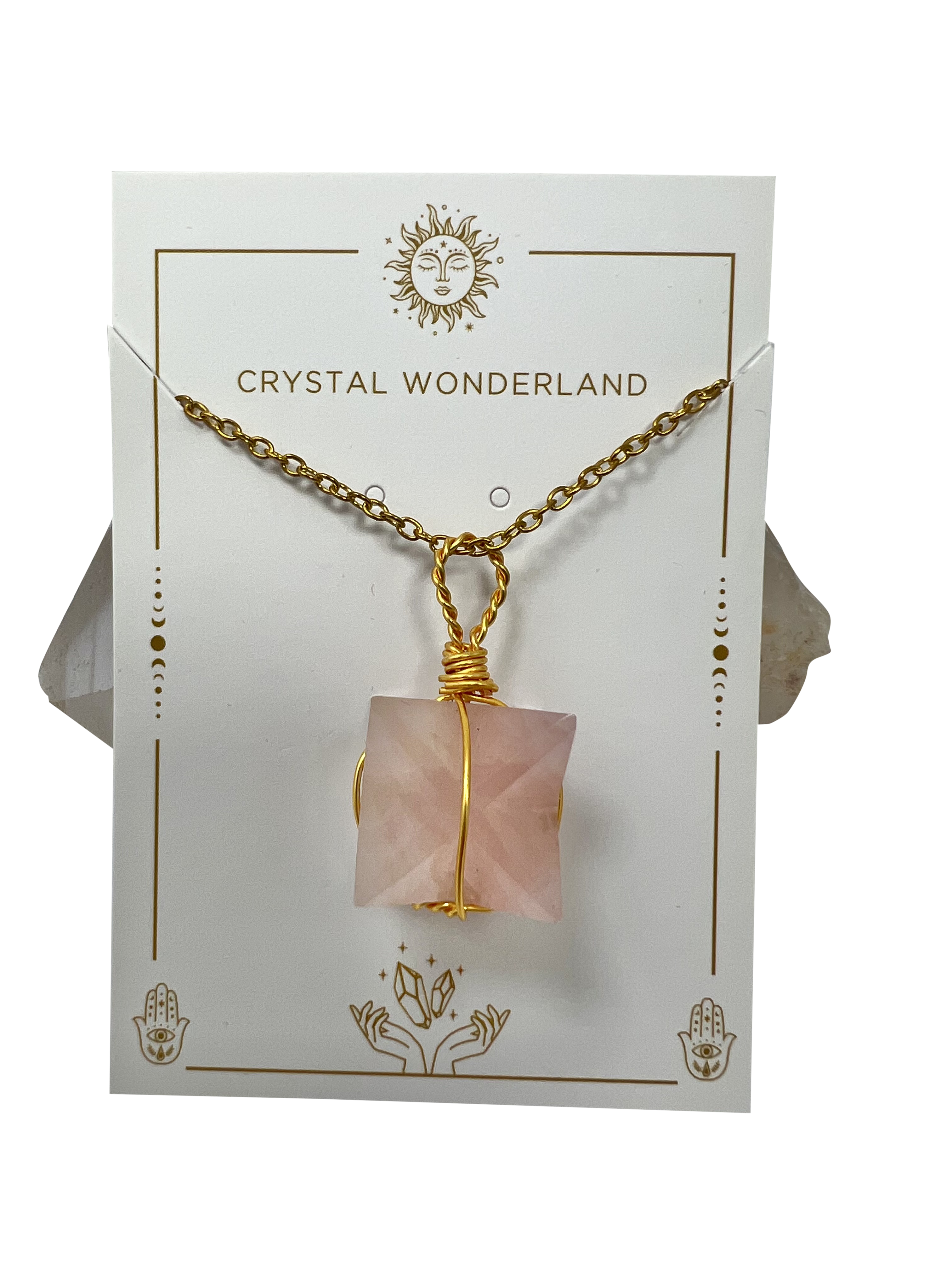 Rose Quartz Merkaba Crystal Pendant Gold