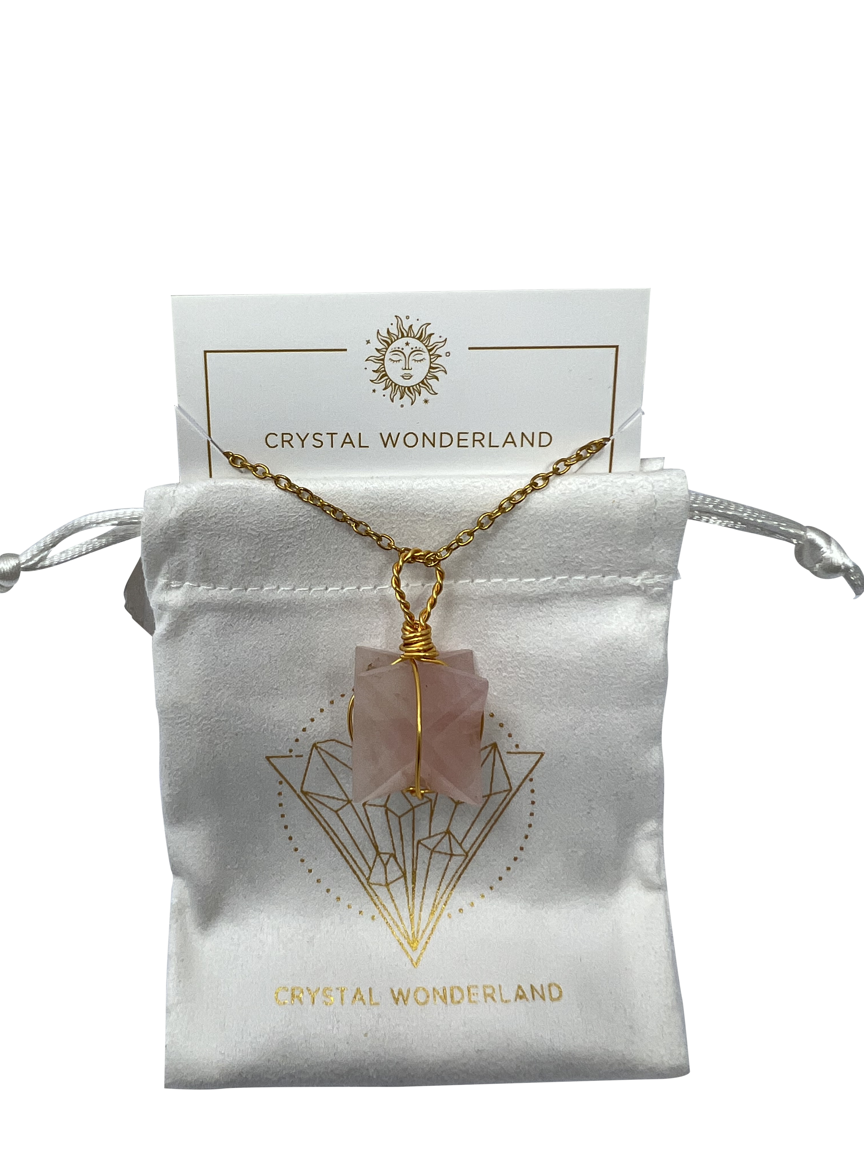 Rose Quartz Merkaba Crystal Pendant Gold
