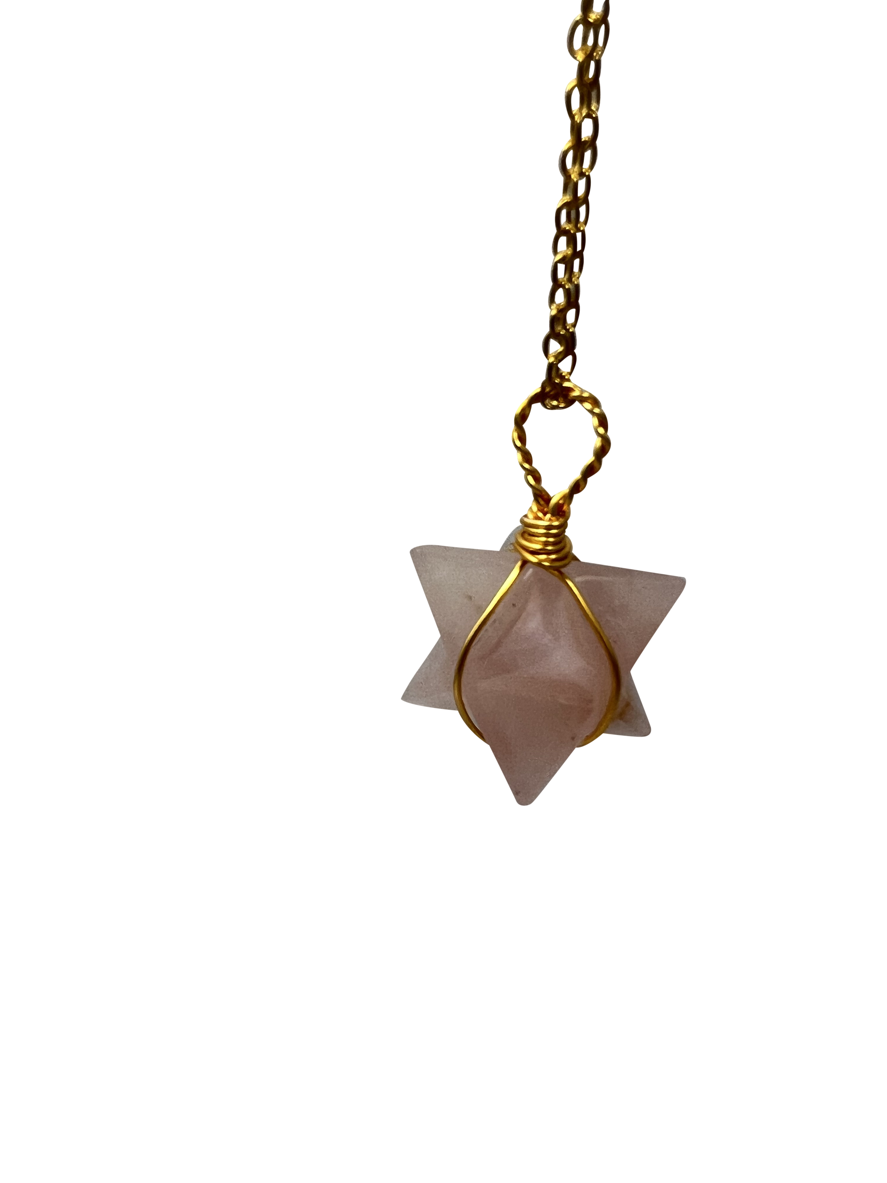 Rose Quartz Merkaba Crystal Pendant Gold