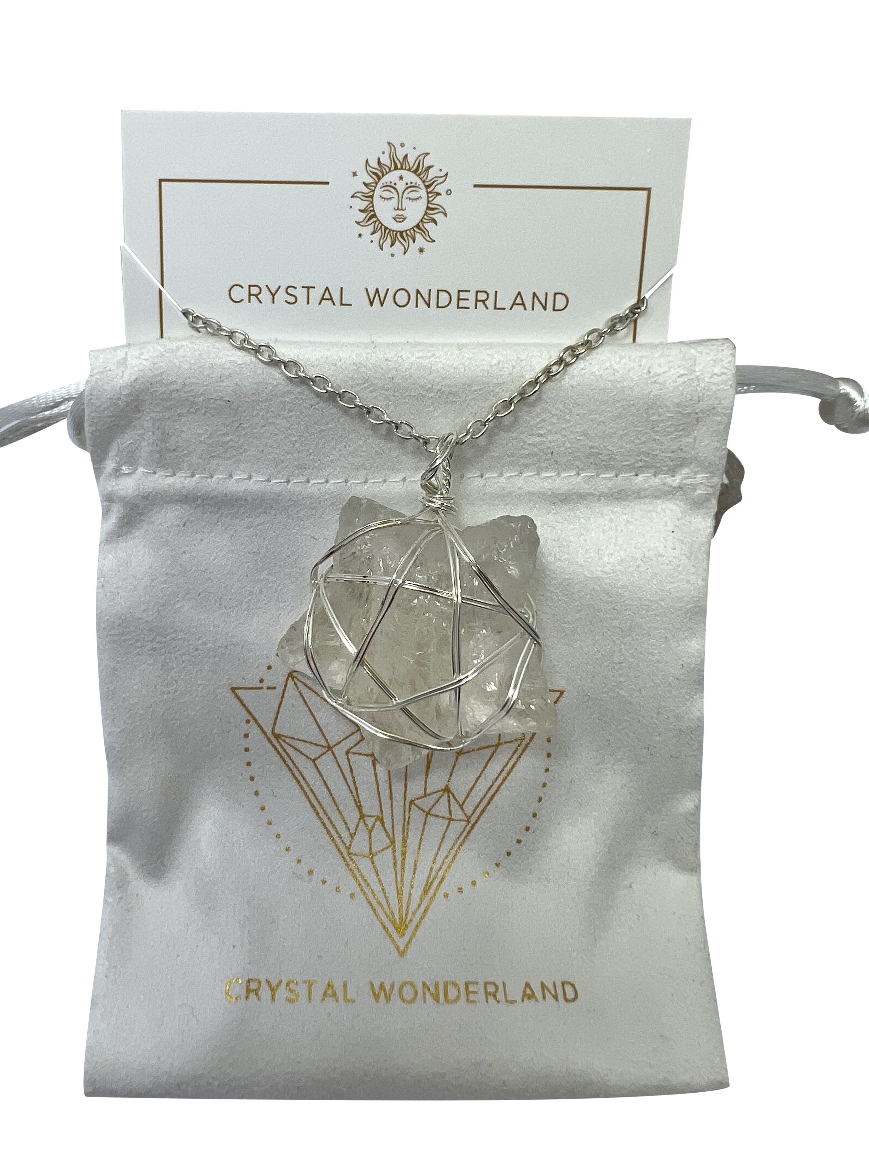 Rough Clear Quartz Star Shape Pendant Necklace Silver