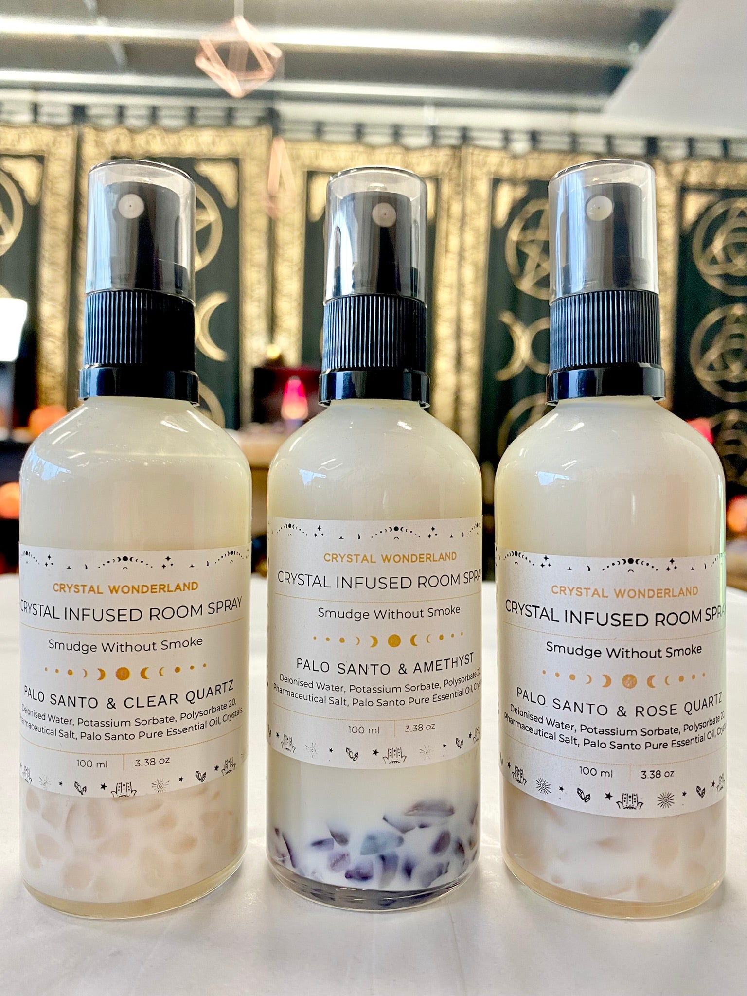 Crystal Wonderland Crystal Infused Room Aura Cleasing Spray - Palo Santo and Rose Quartz