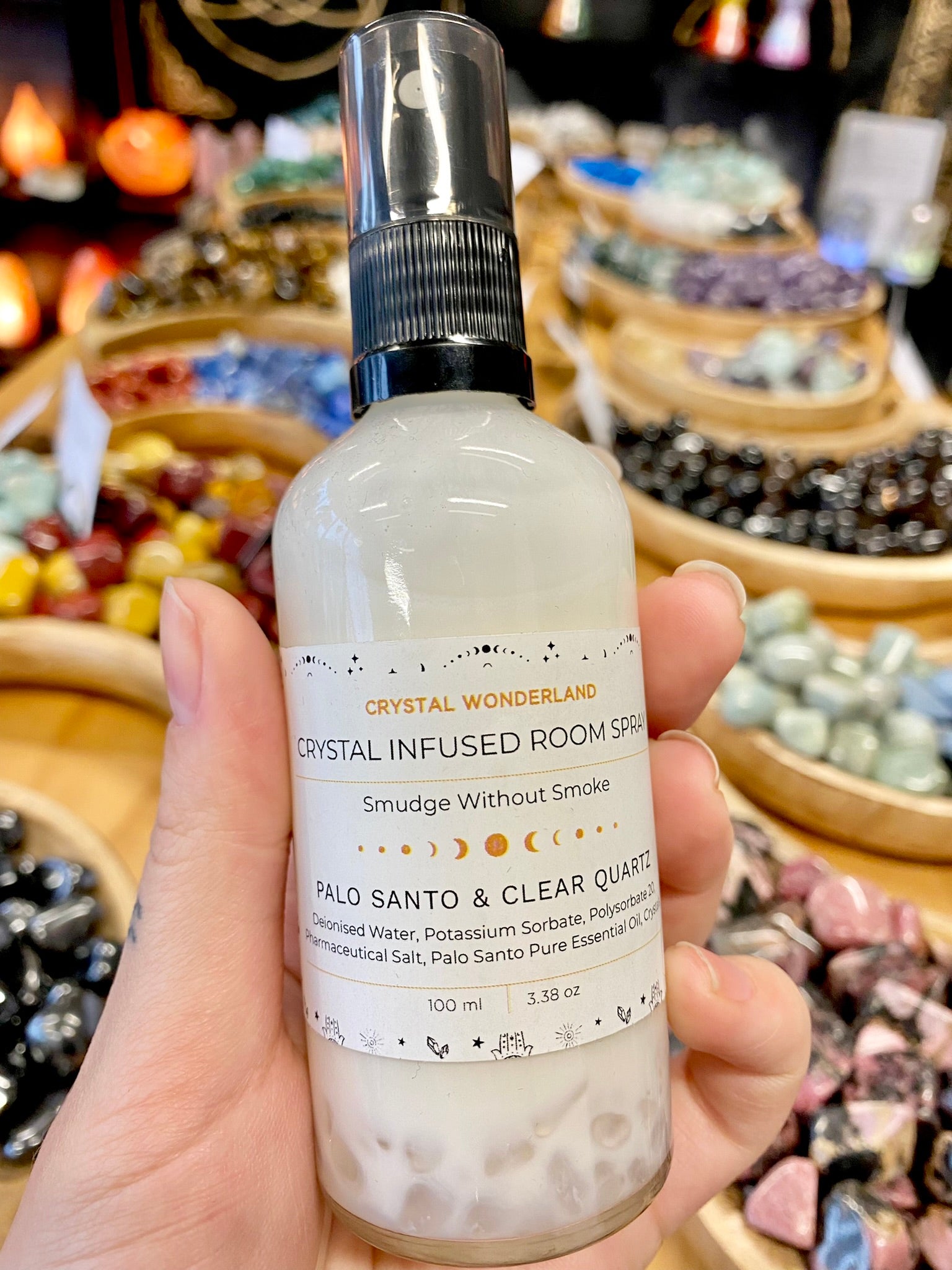 Crystal Wonderland Crystal Infused Room Aura Cleasing Spray - Palo Santo and Clear Quartz