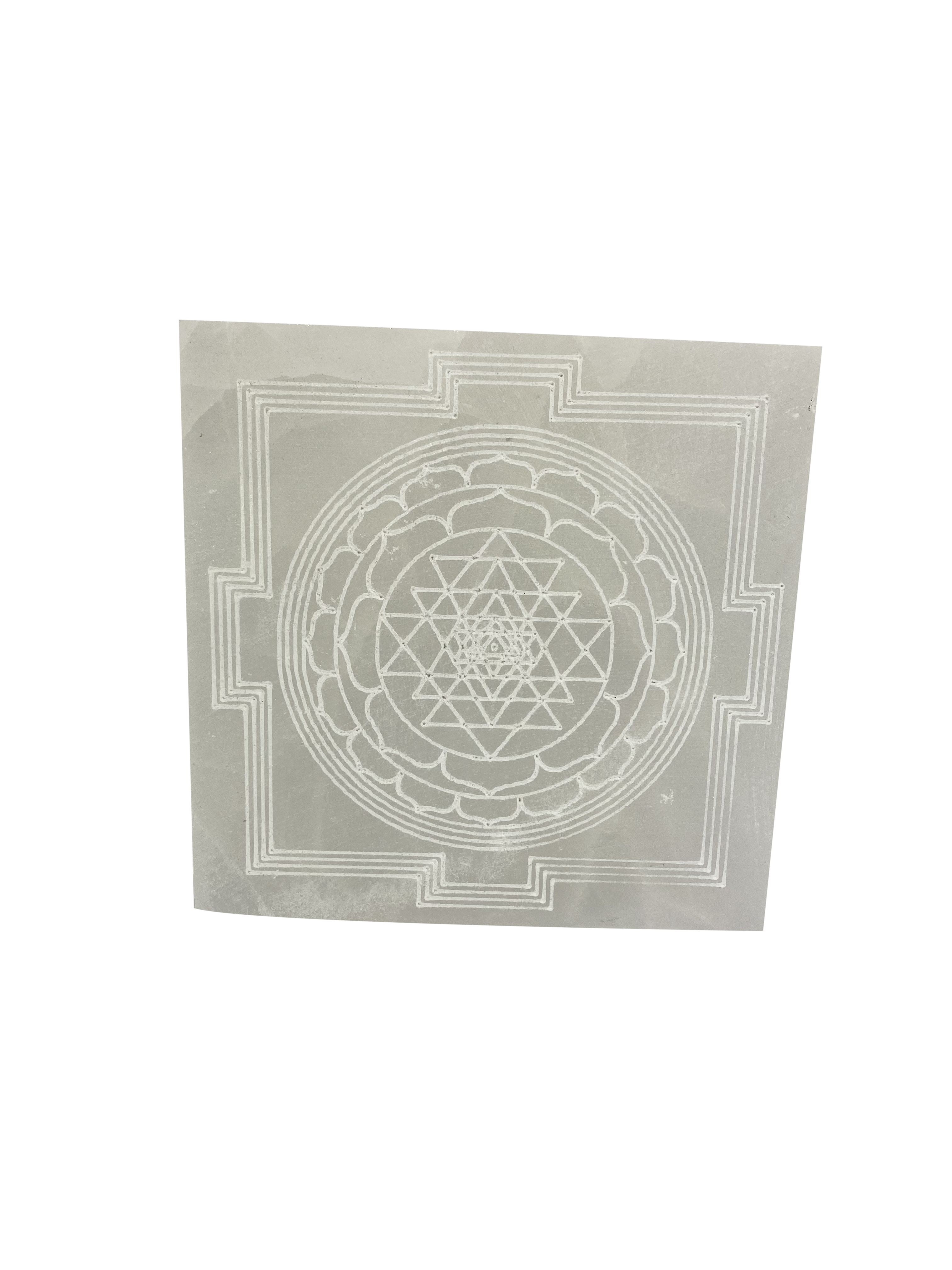 Sri Yantra Selenite Charging Plate Crystals and Jewelry Holder