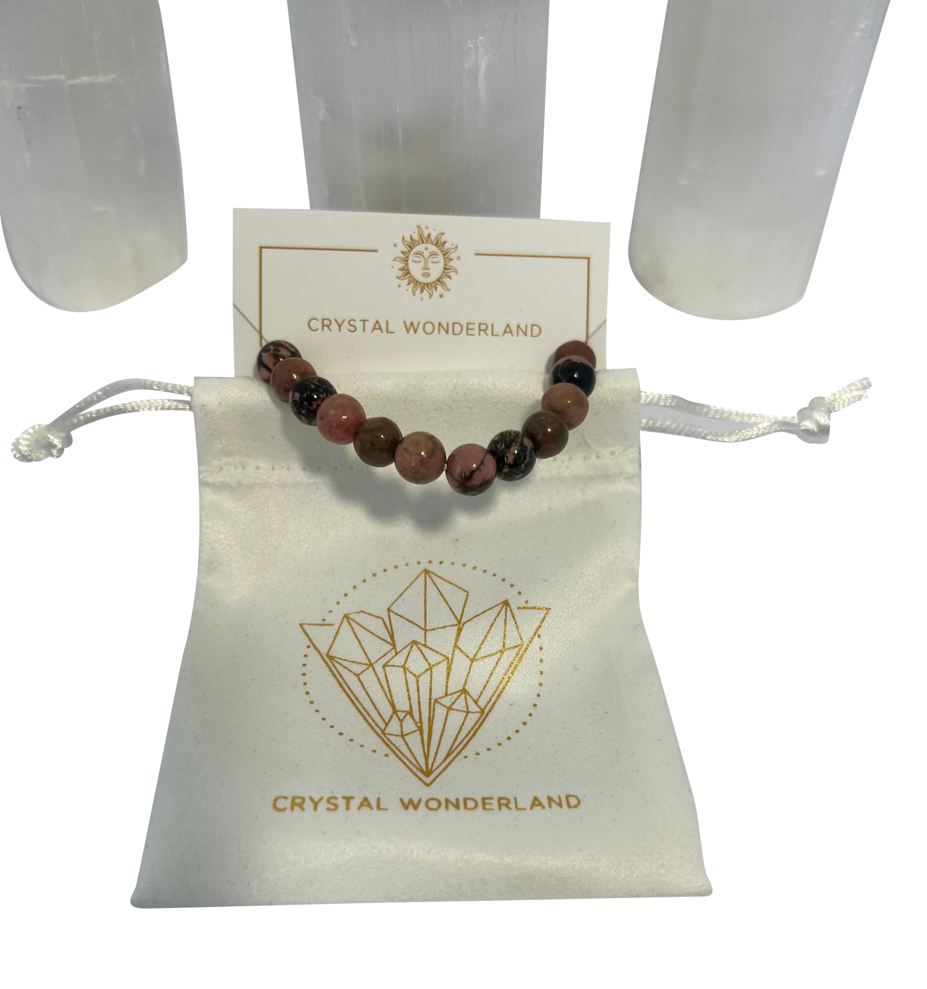Rhodonite Crystal Beads Bracelet 8mm