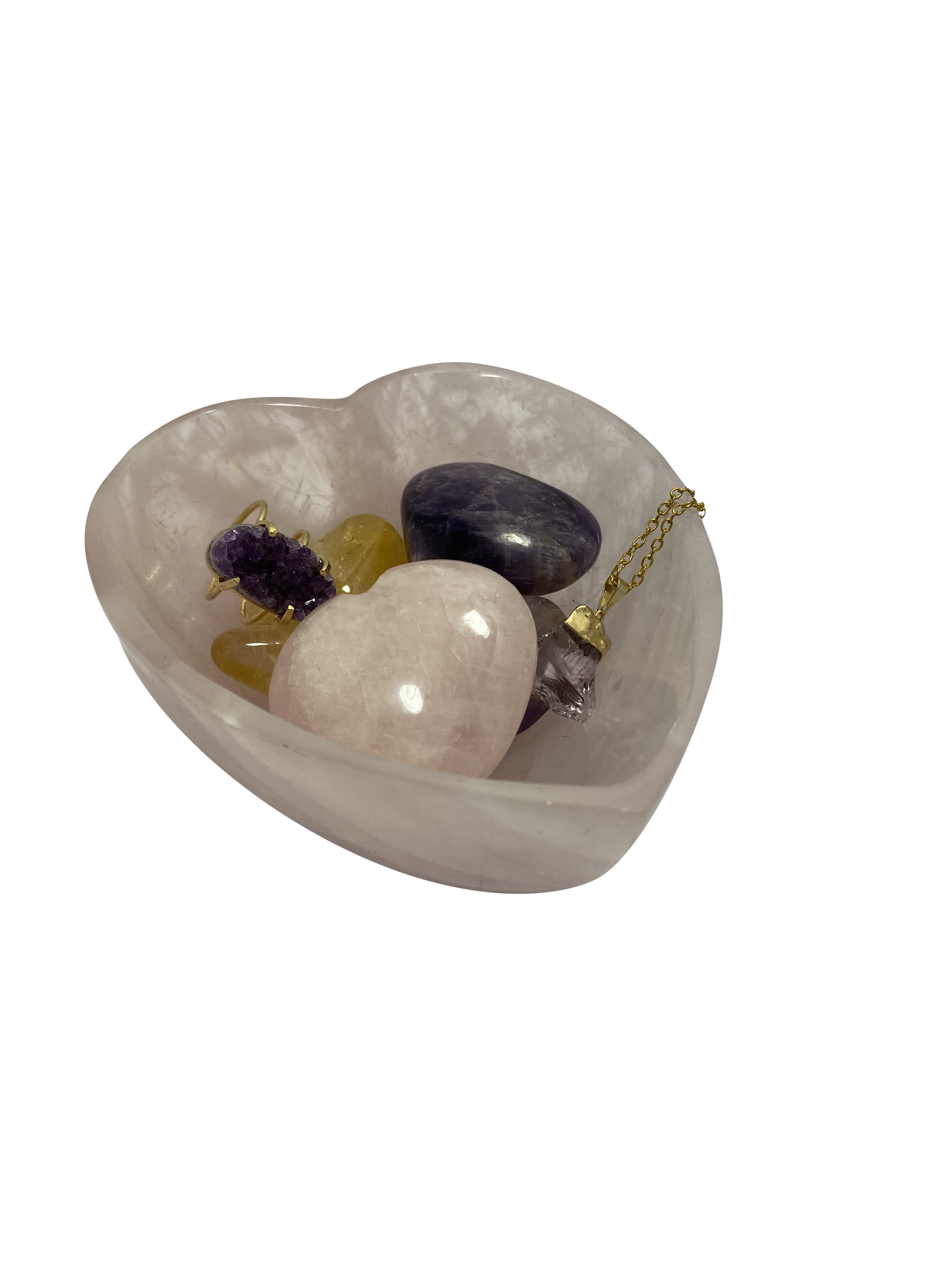Rose Quartz Heart Shaped Bowl Crystals and Jewelry Holder