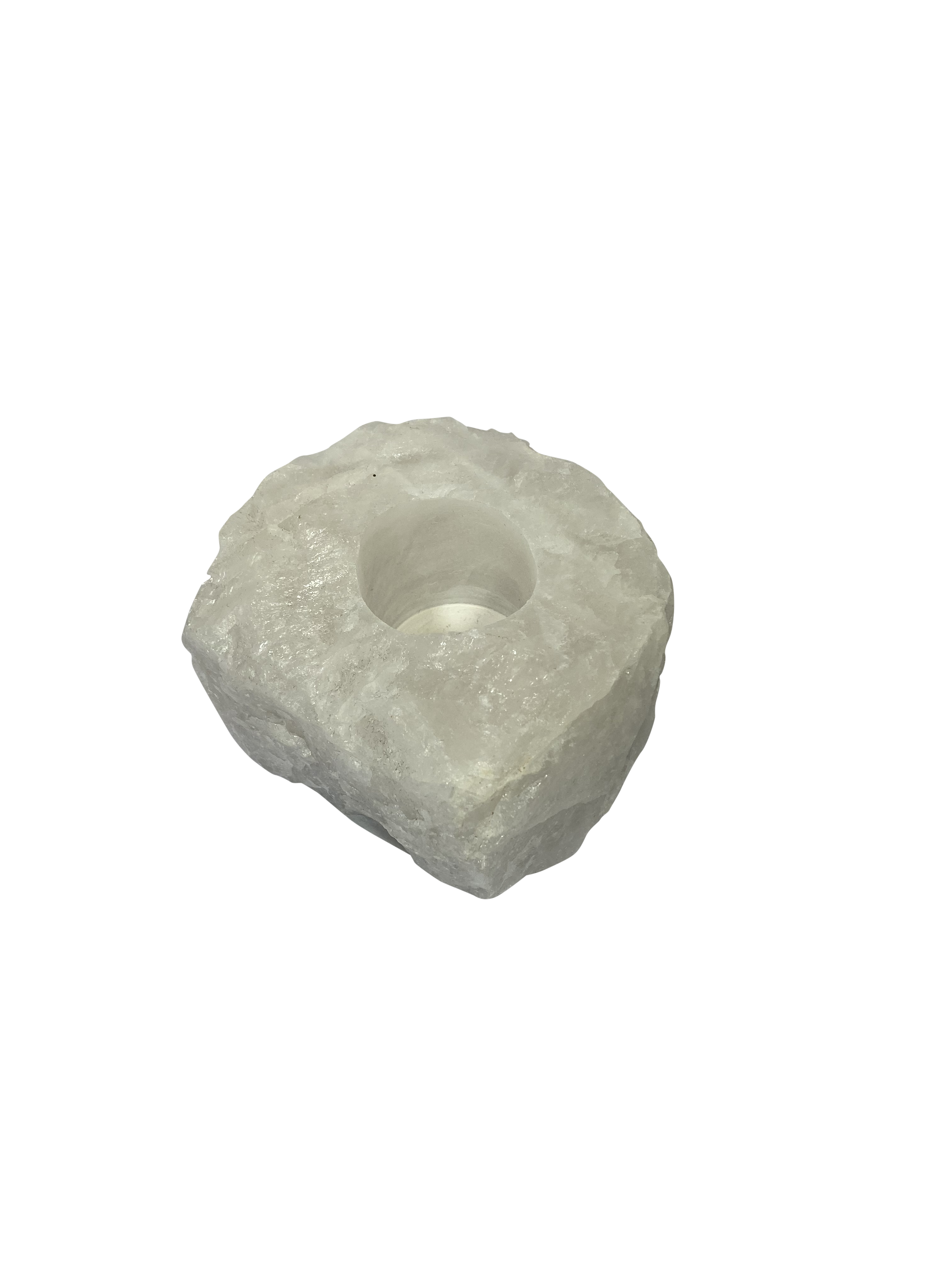 Rough Natural White Quartz Crystal Tealight Candle Holder
