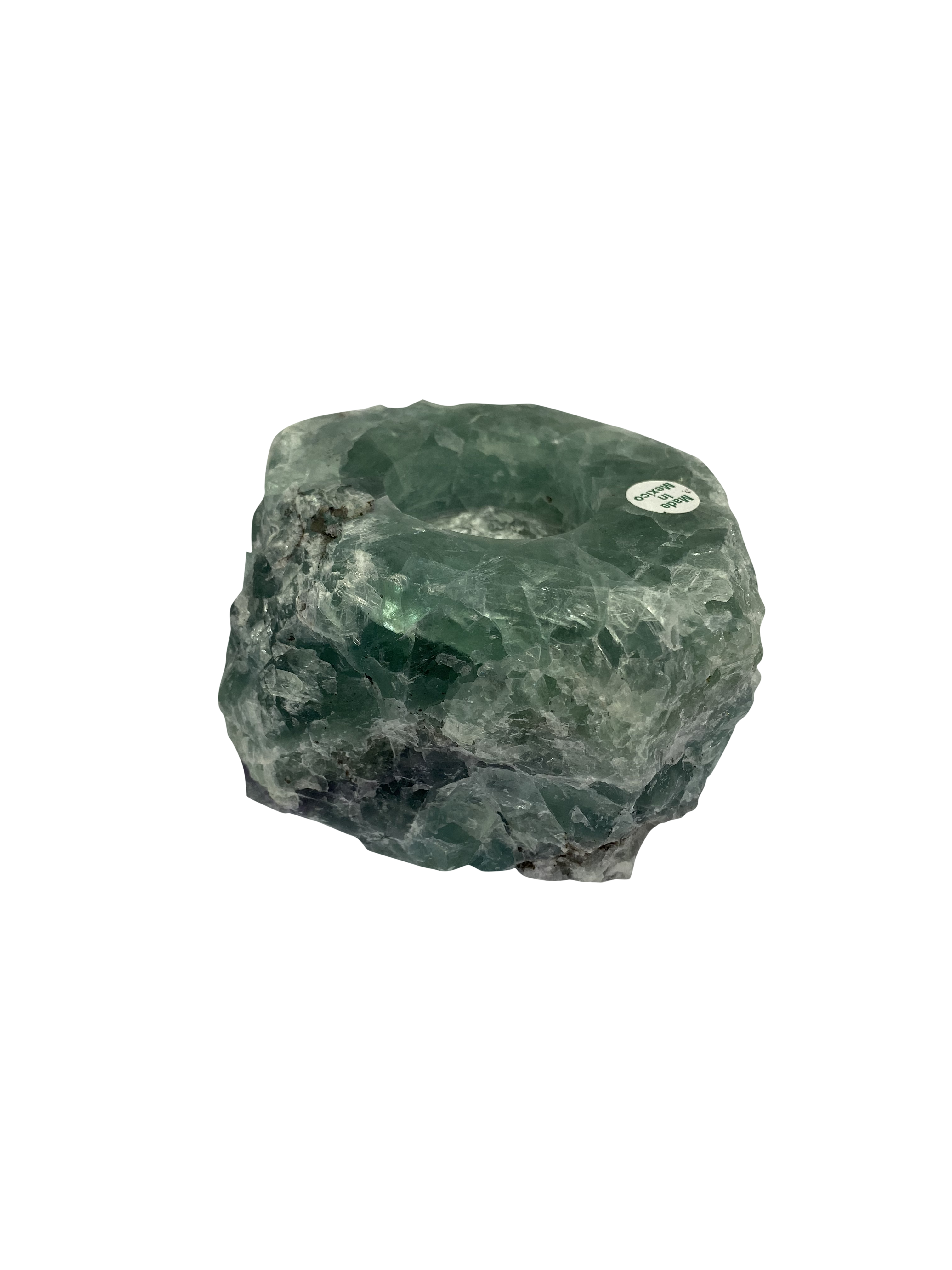 Rough Natural Green Fluorite Crystal Tealight Candle Holder