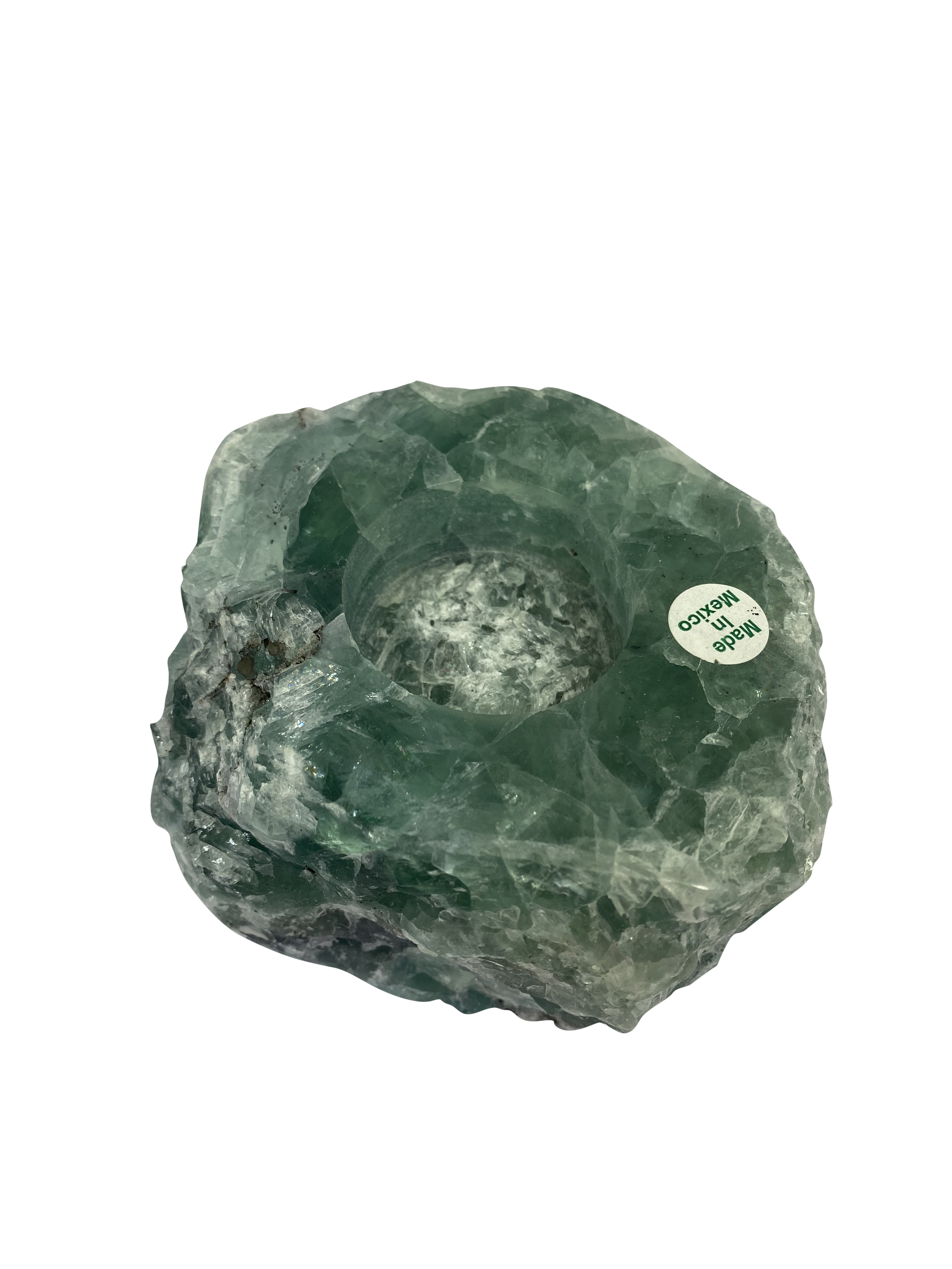 Rough Natural Green Fluorite Crystal Tealight Candle Holder