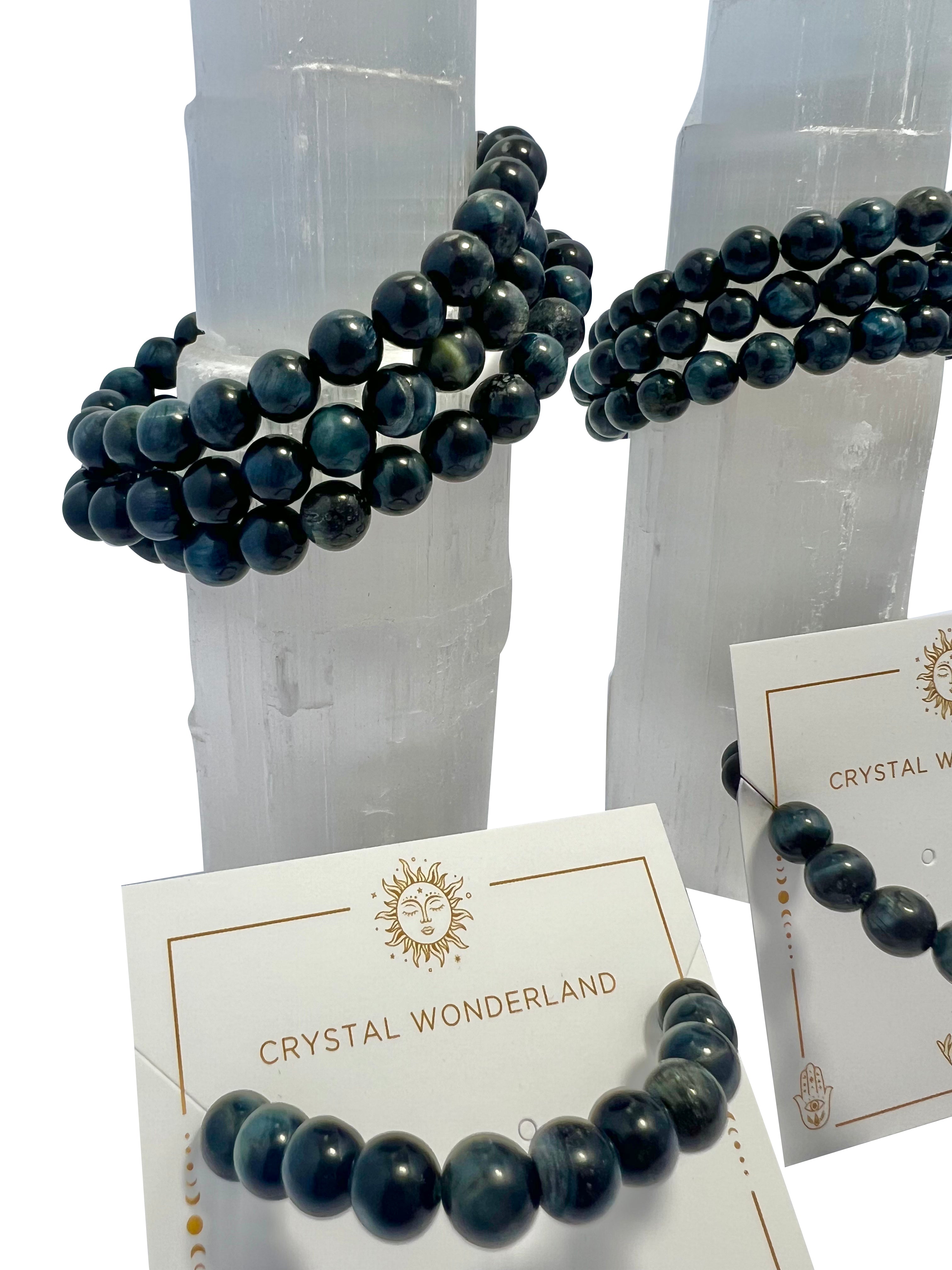 Blue Tiger Eye Crystal Beads Bracelet 8mm