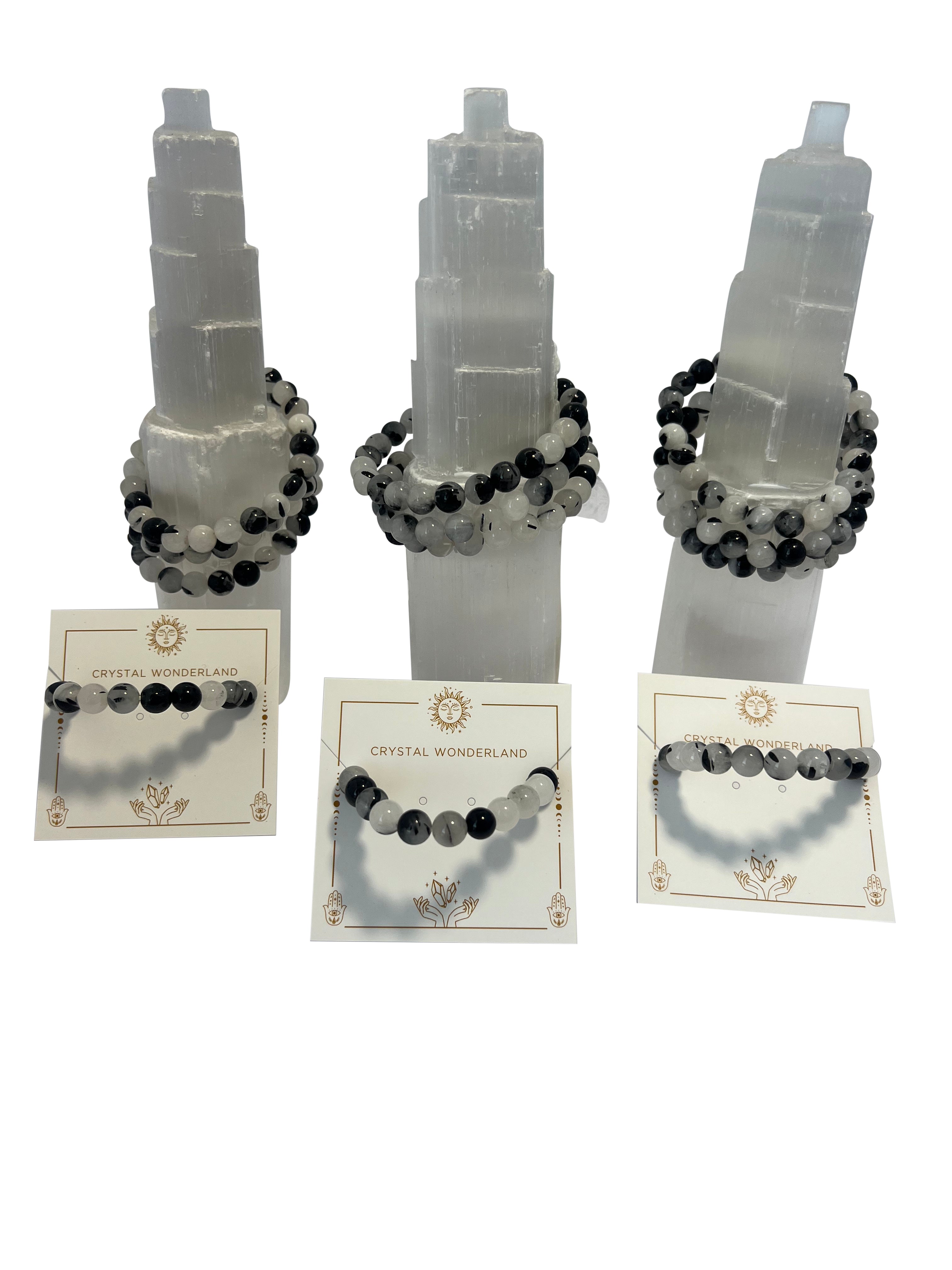 Tourmaline Quartz Crystal Beads Bracelet 8mm