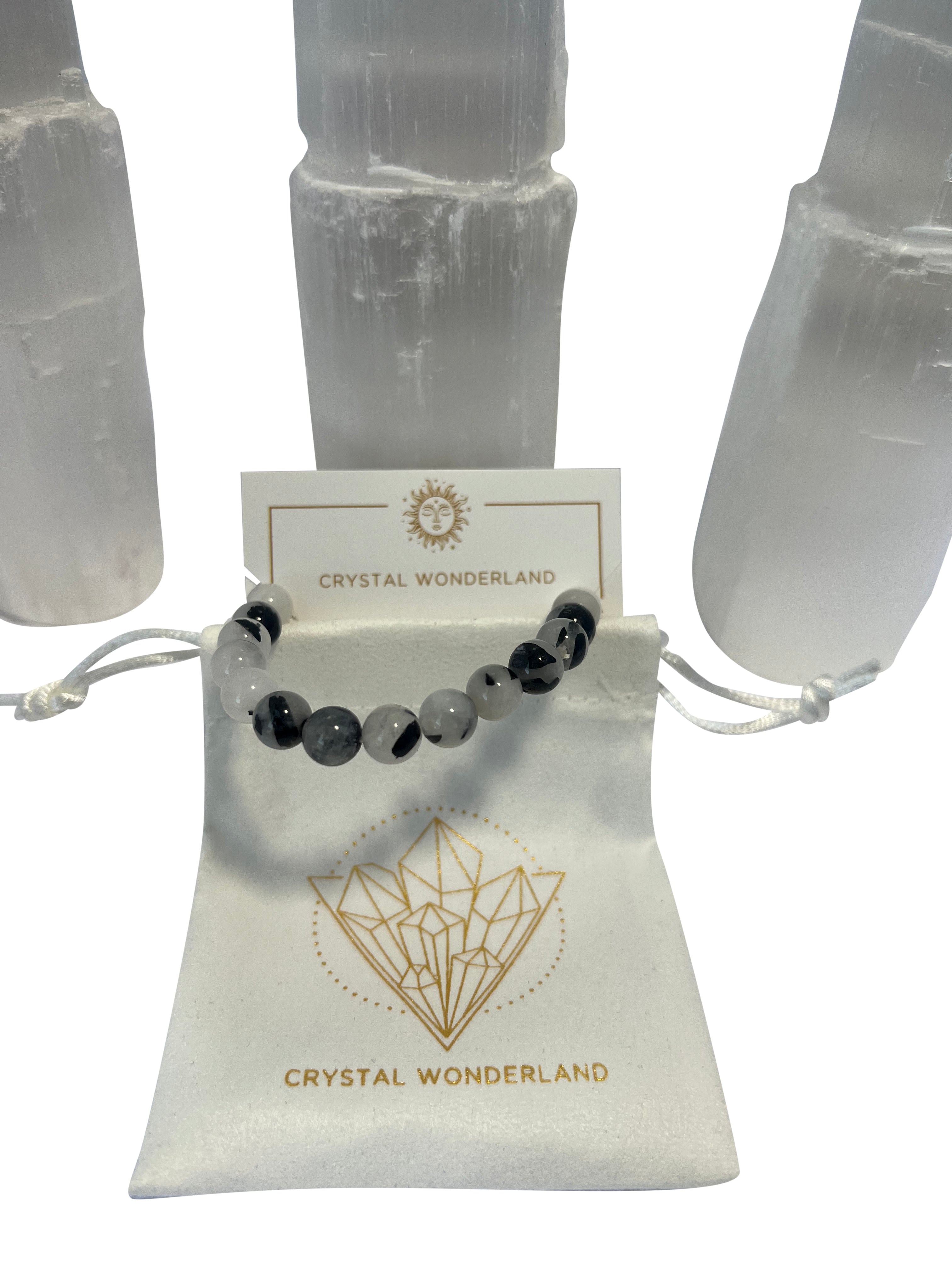 Tourmaline Quartz Crystal Beads Bracelet 8mm