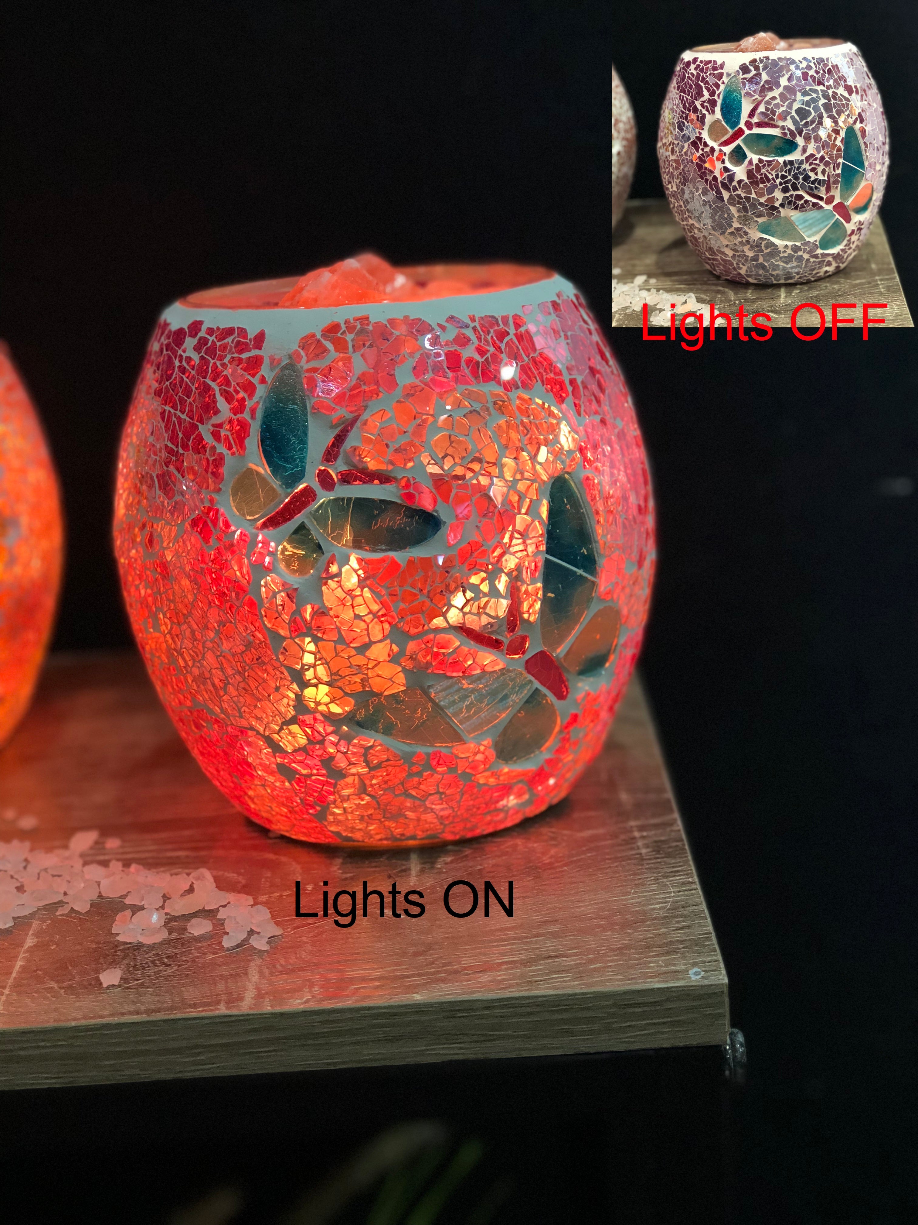 Butterfly Glass Mosaic Vase Bowl Himalayan Salt Lamp Natural