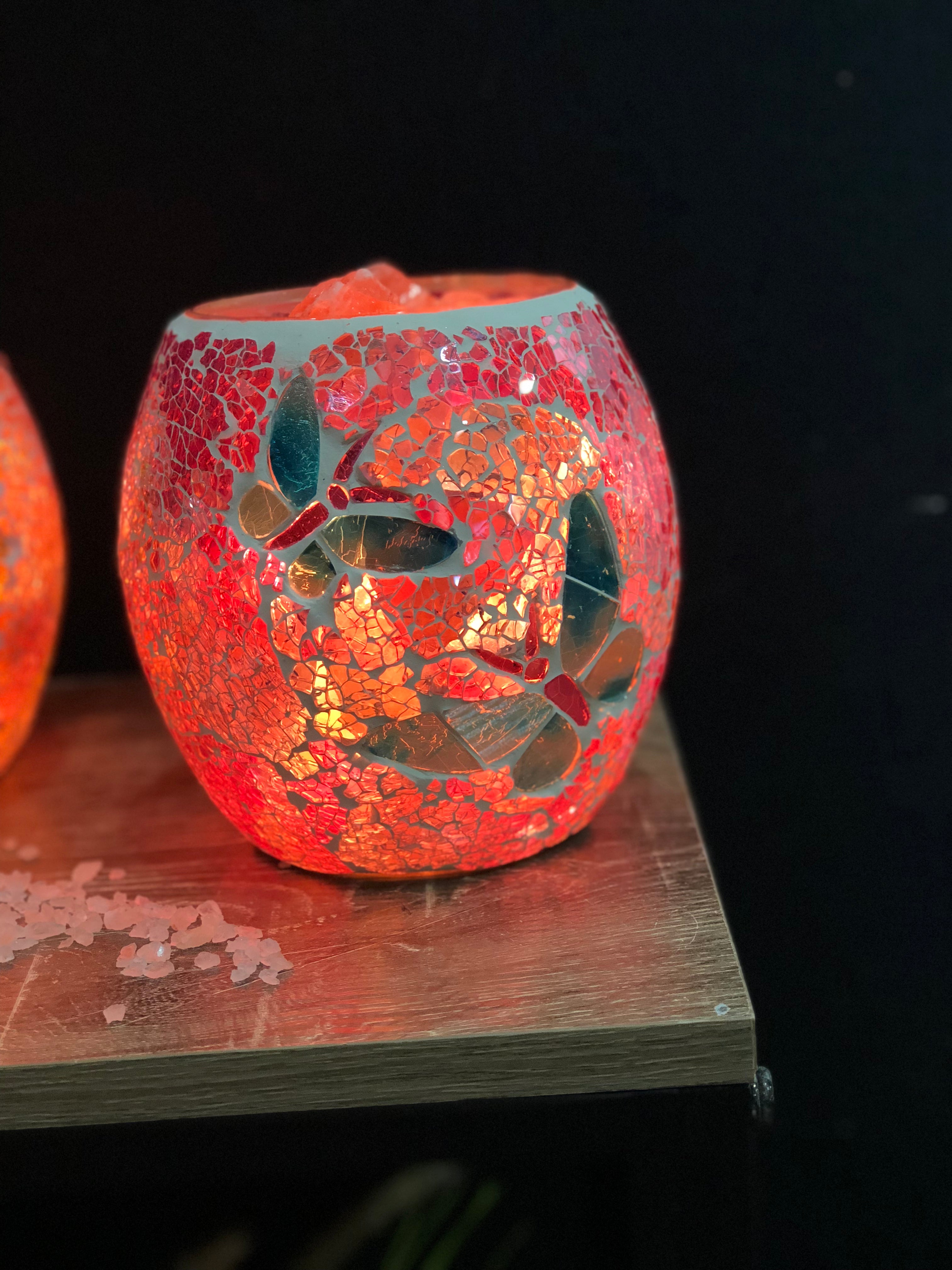 Butterfly Glass Mosaic Vase Bowl Himalayan Salt Lamp Natural