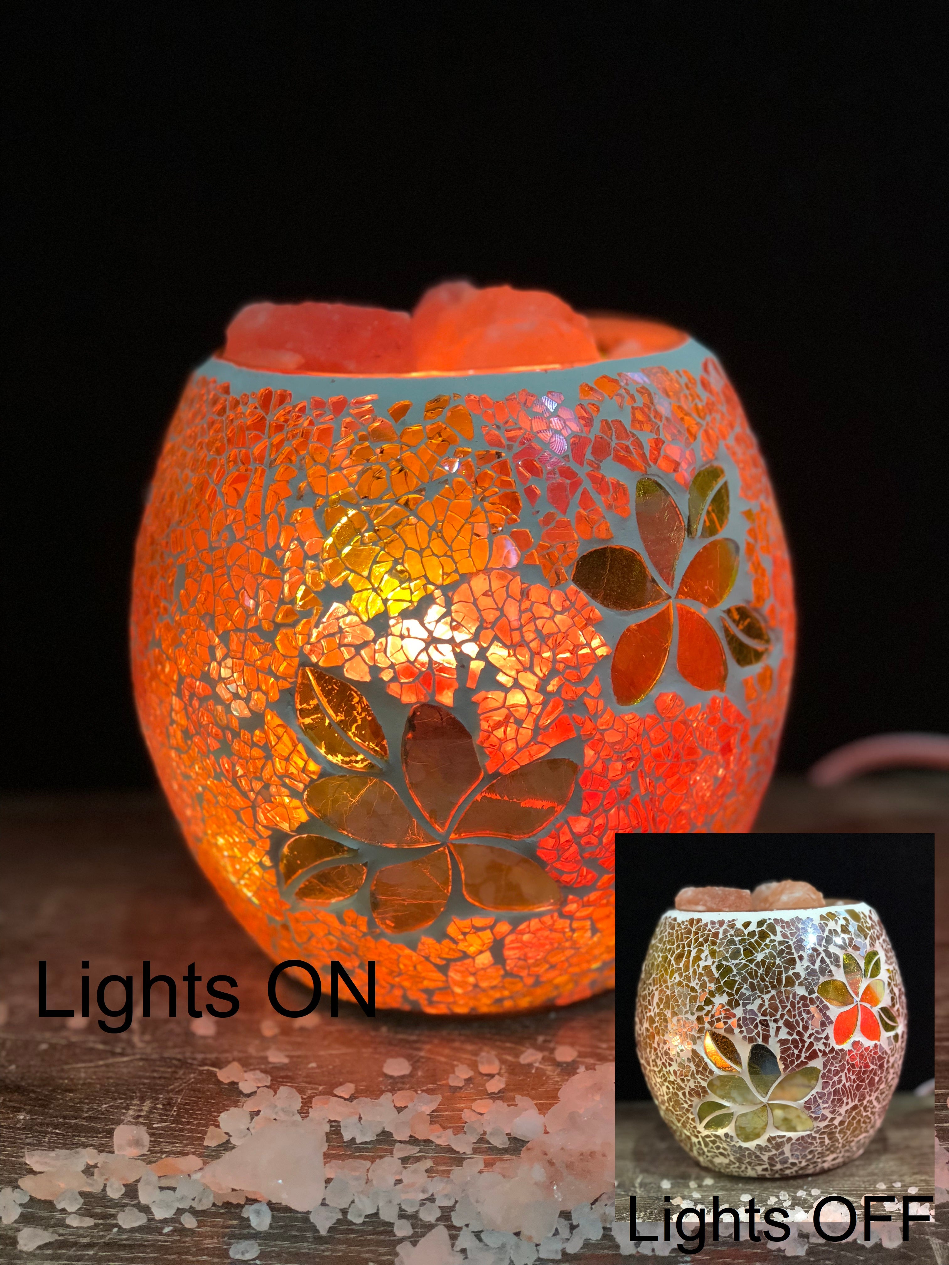 Frangipani Glass Mosaic Vase Bowl Himalayan Salt Lamp