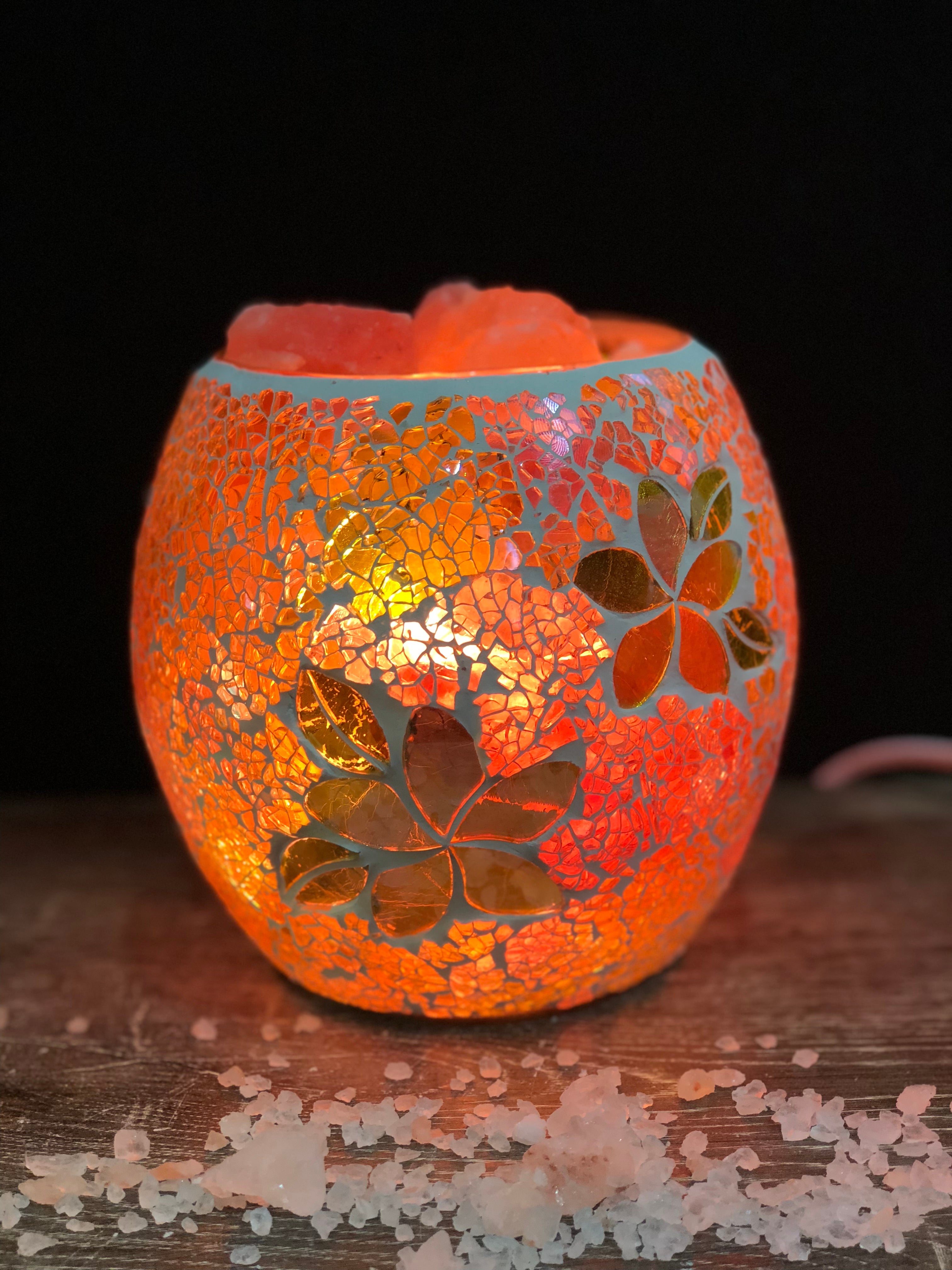 Frangipani Glass Mosaic Vase Bowl Himalayan Salt Lamp