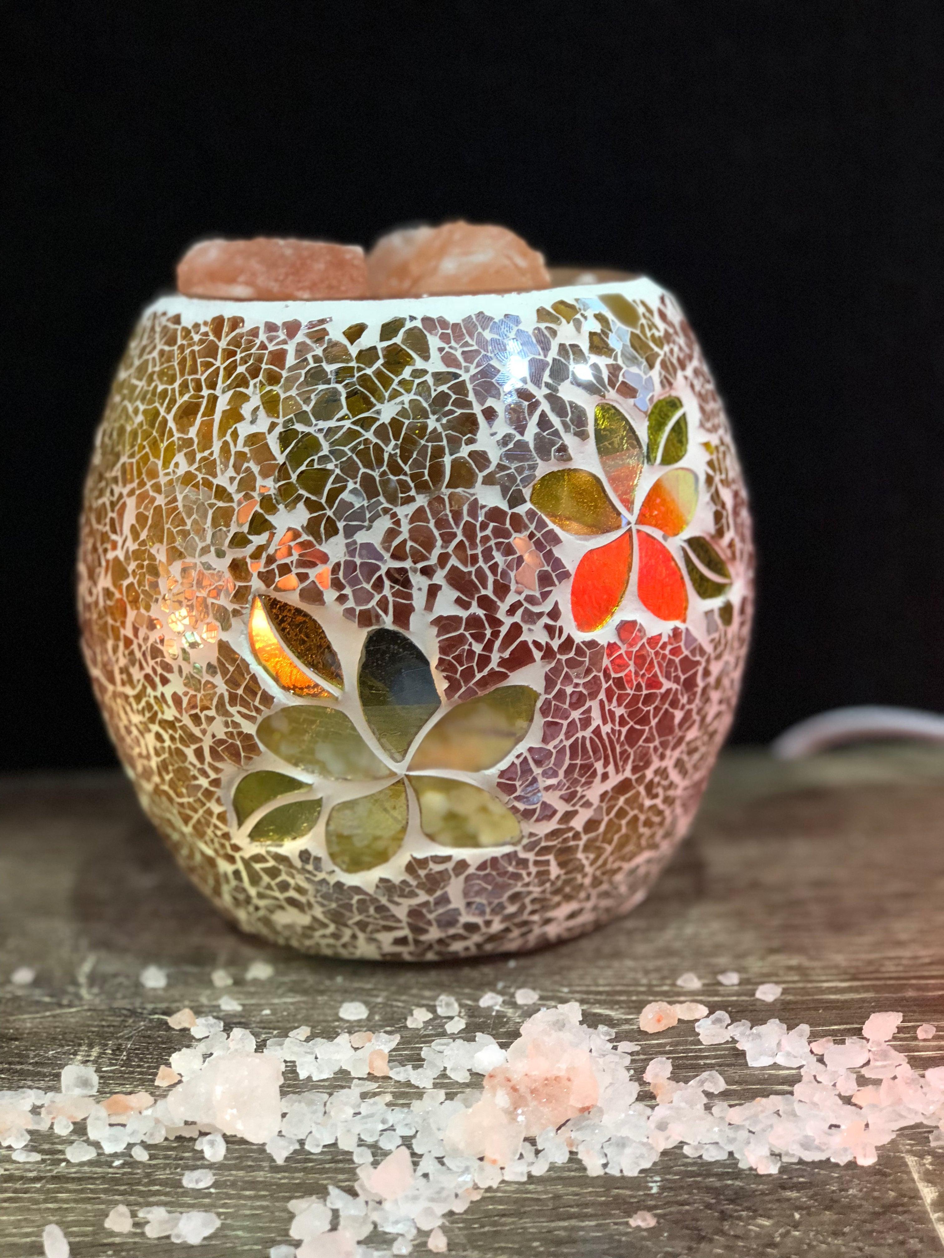 Frangipani Glass Mosaic Vase Bowl Himalayan Salt Lamp