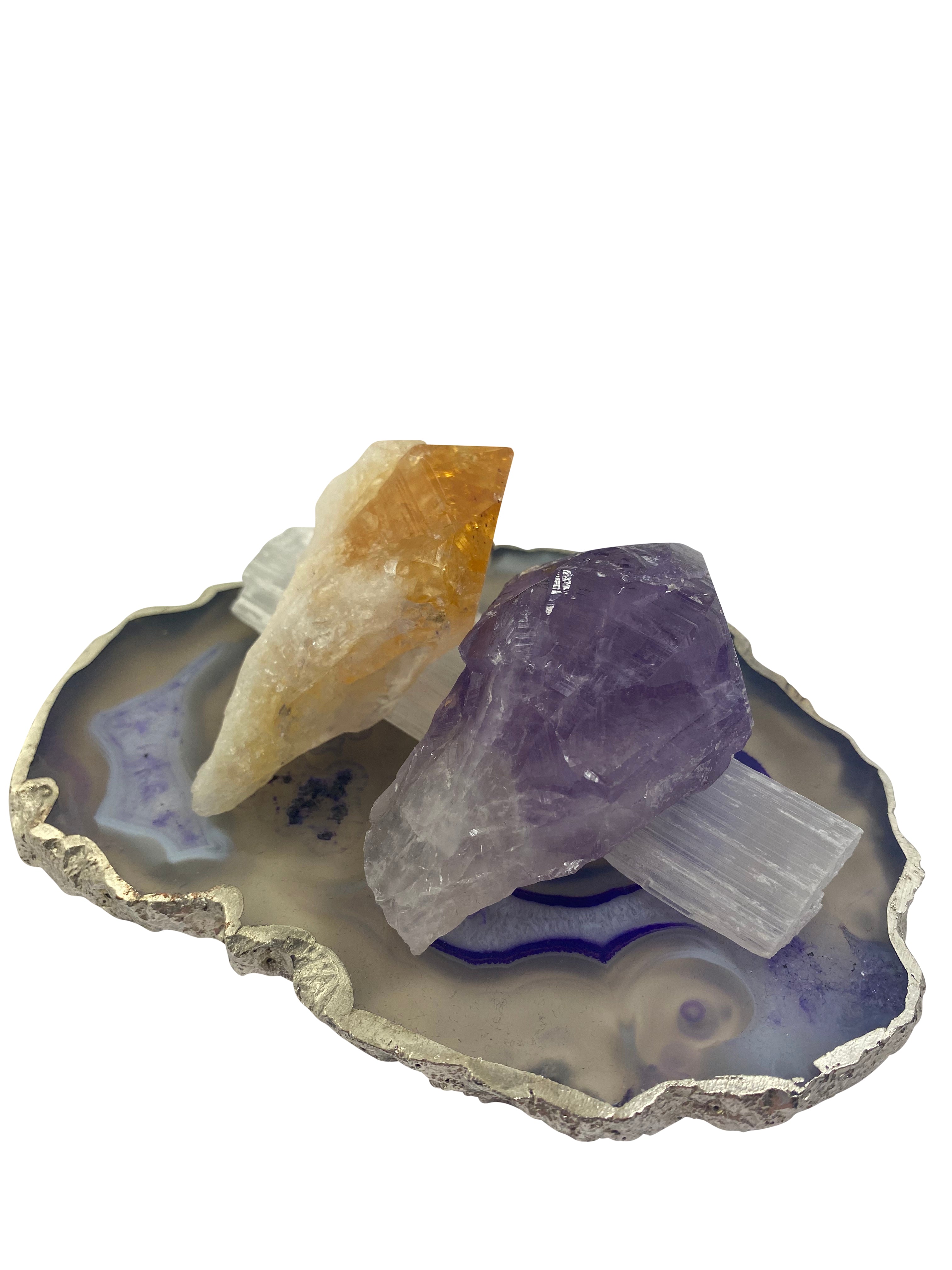 Amethyst & Citrine Points with Selenite Wand Gift Set