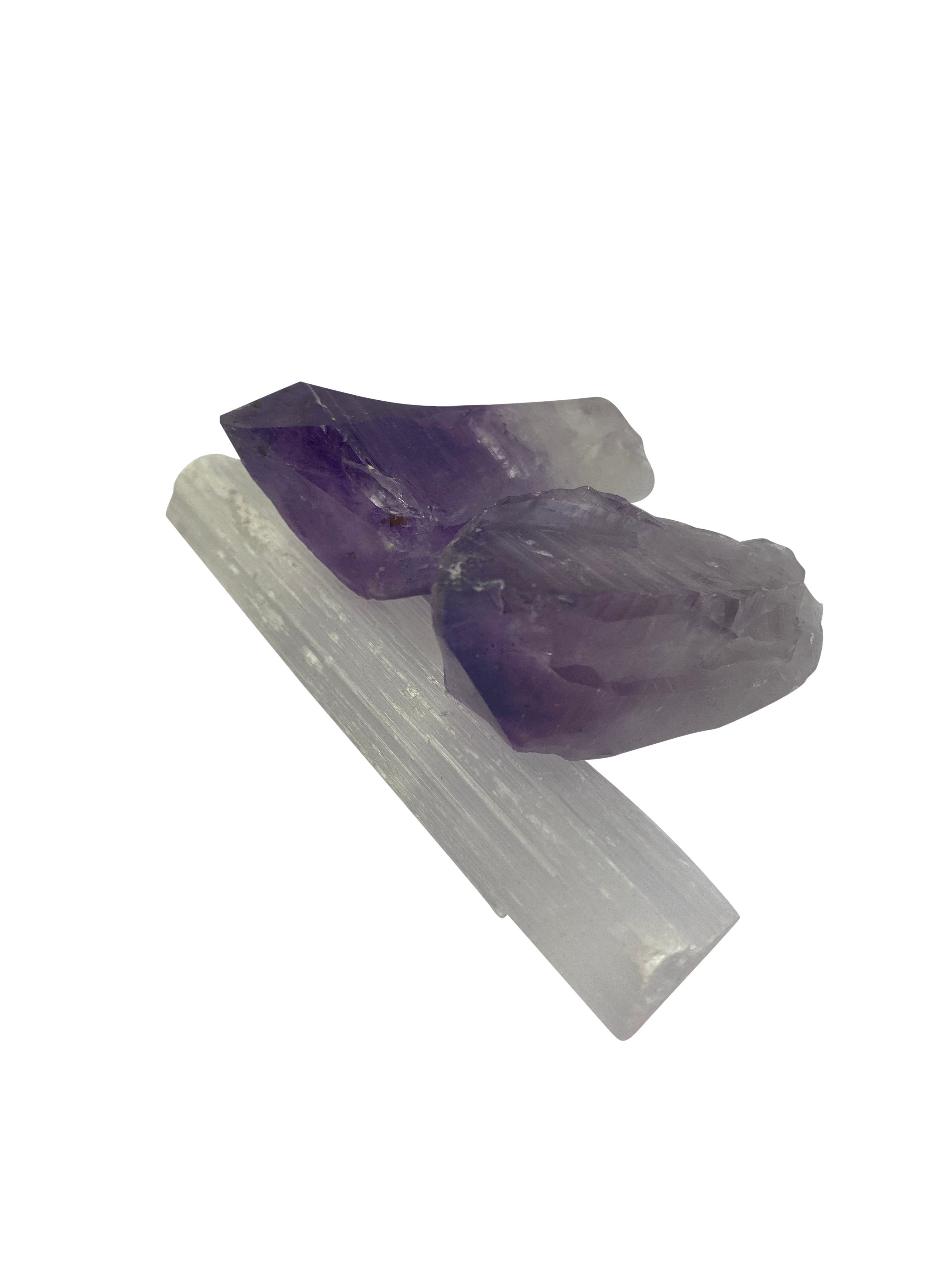 Amethyst Points with Selenite Wand Gift Set