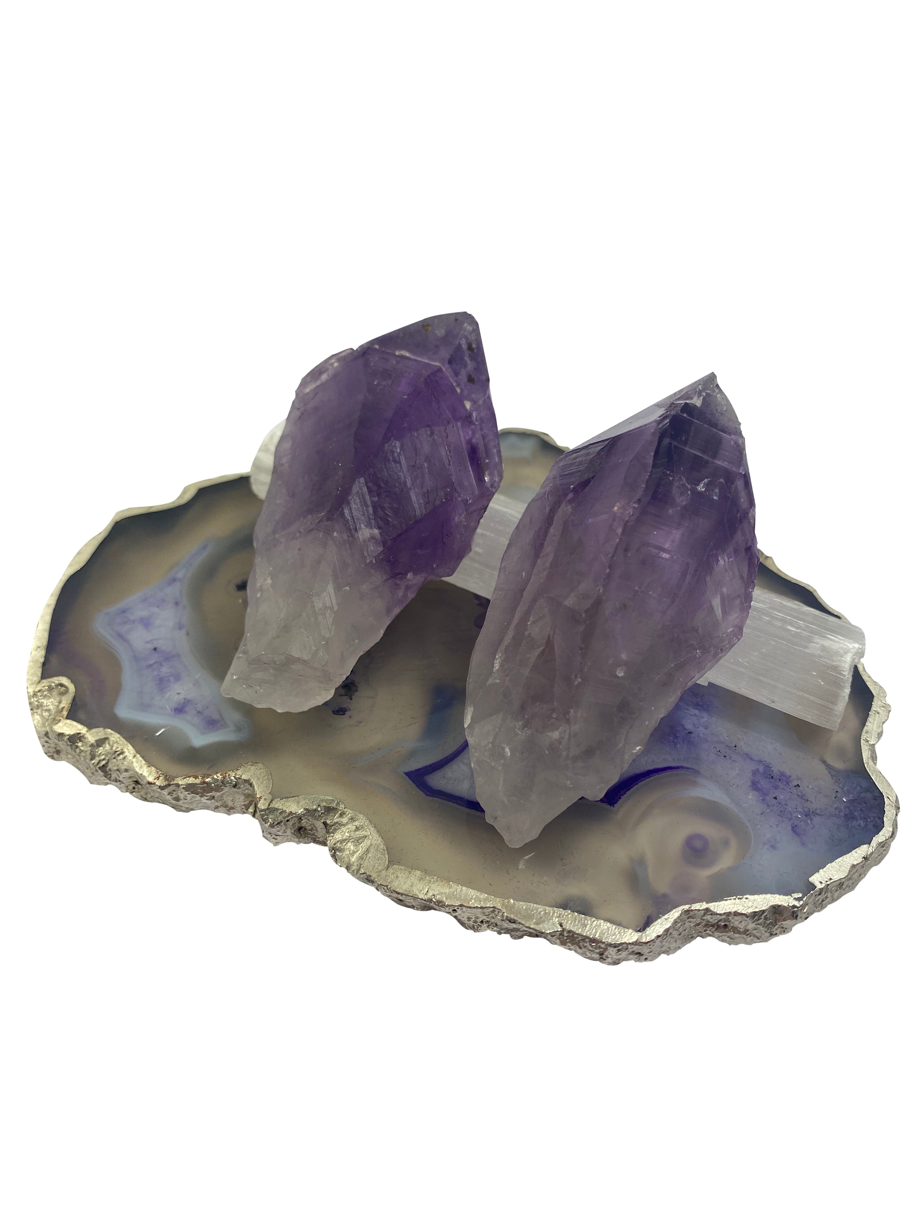 Amethyst Points with Selenite Wand Gift Set