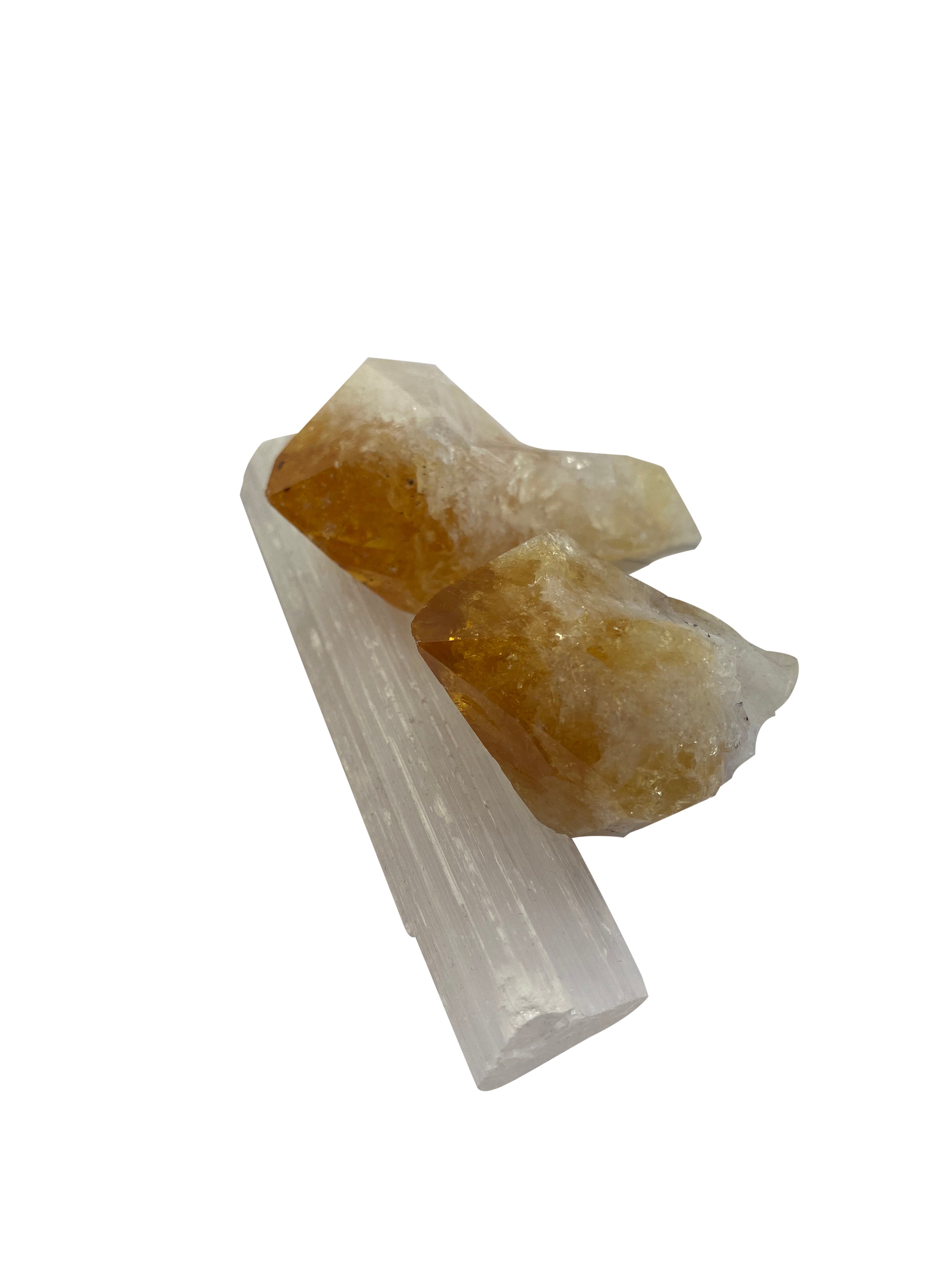 Citrine Points with Selenite Wand Gift Set