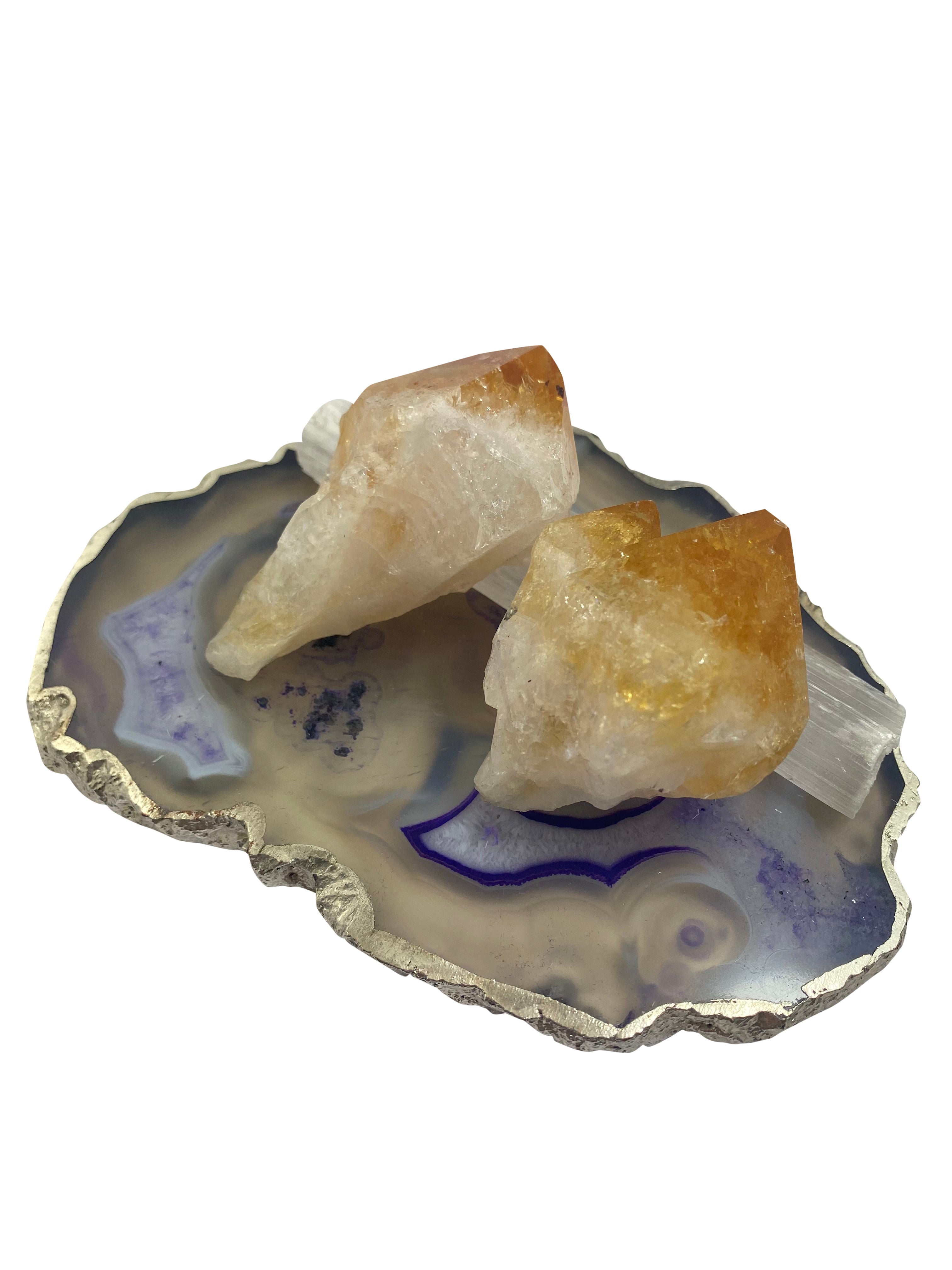 Citrine Points with Selenite Wand Gift Set