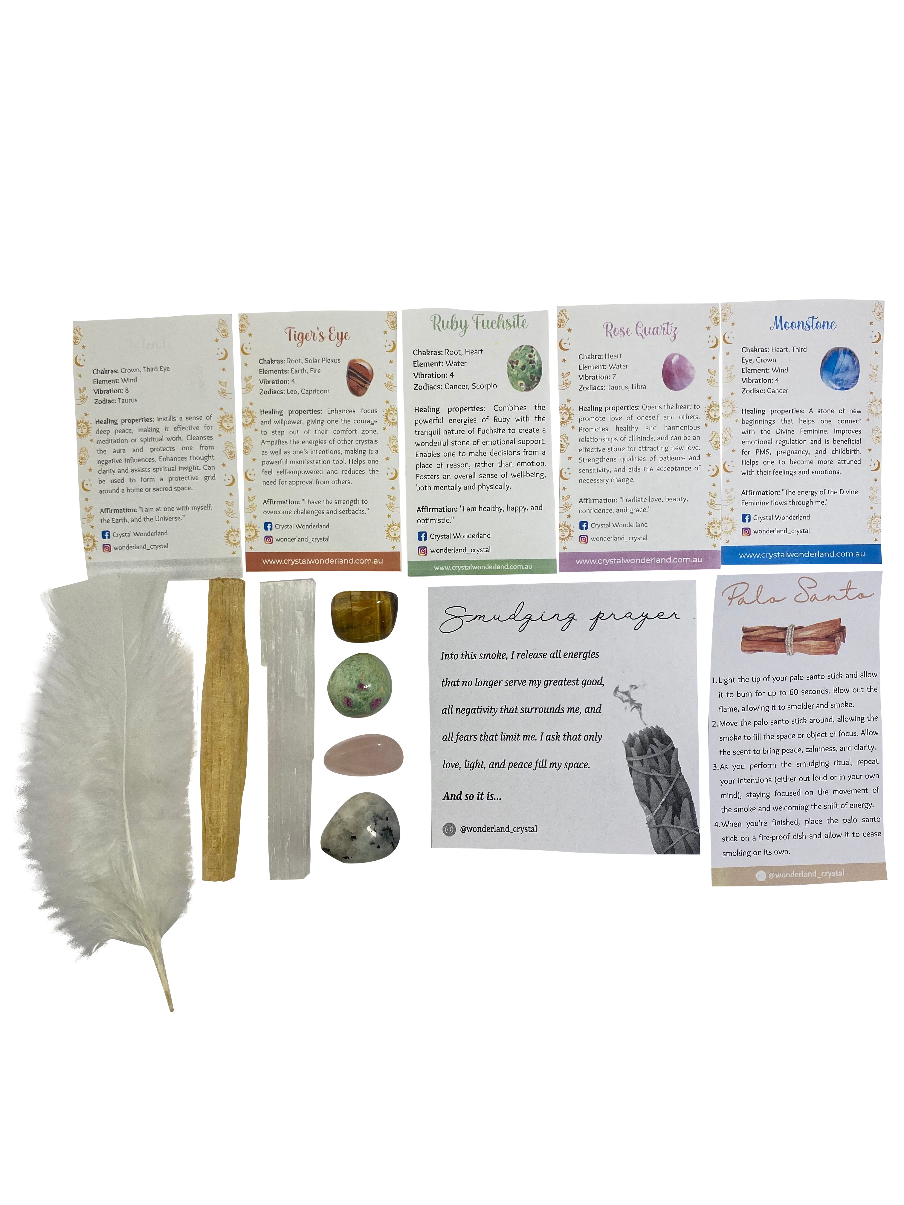 Crystals Tumbled & Smudge Gift Set C