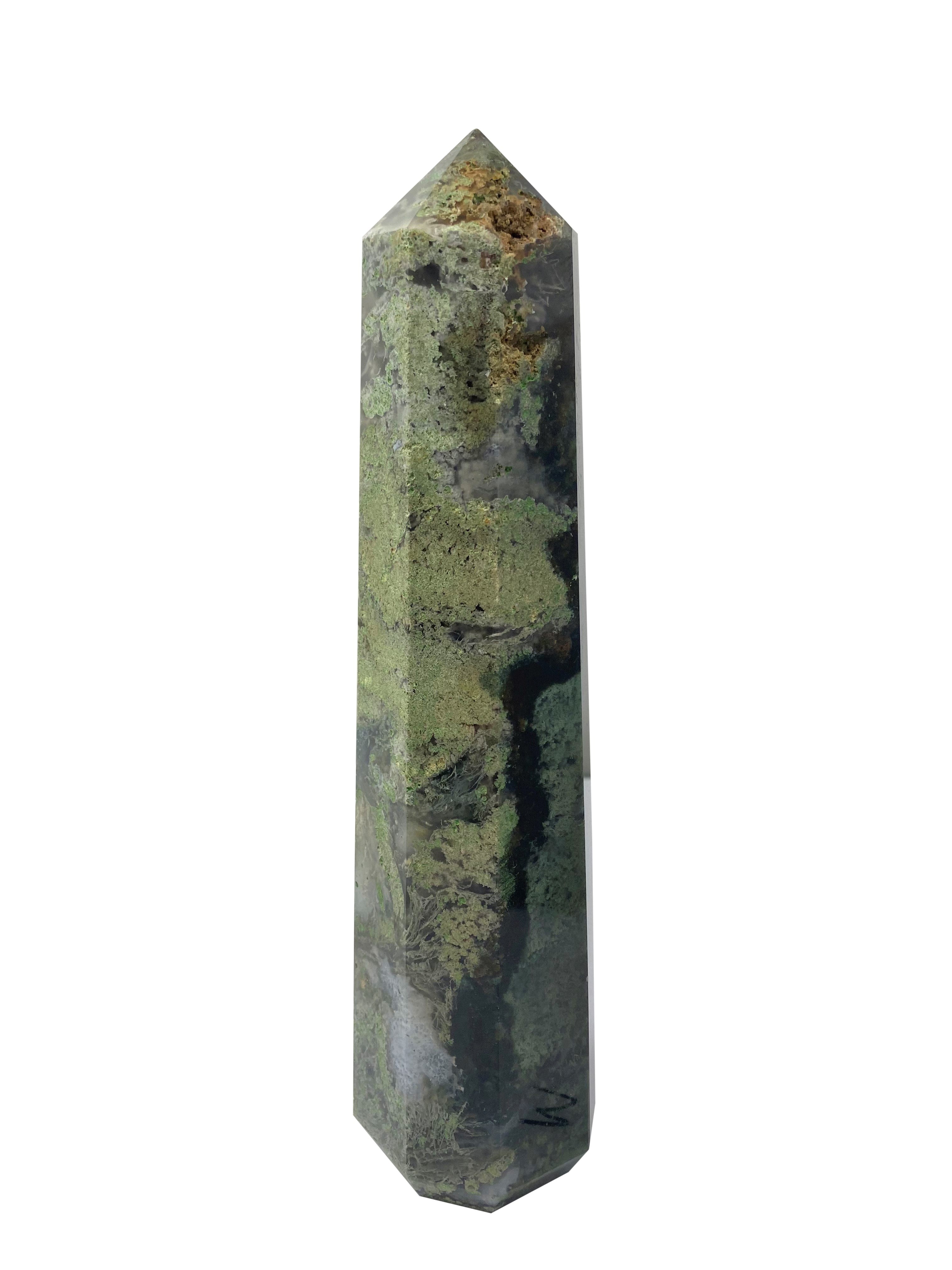 Moss Agate Large Tower Obelisk - M
