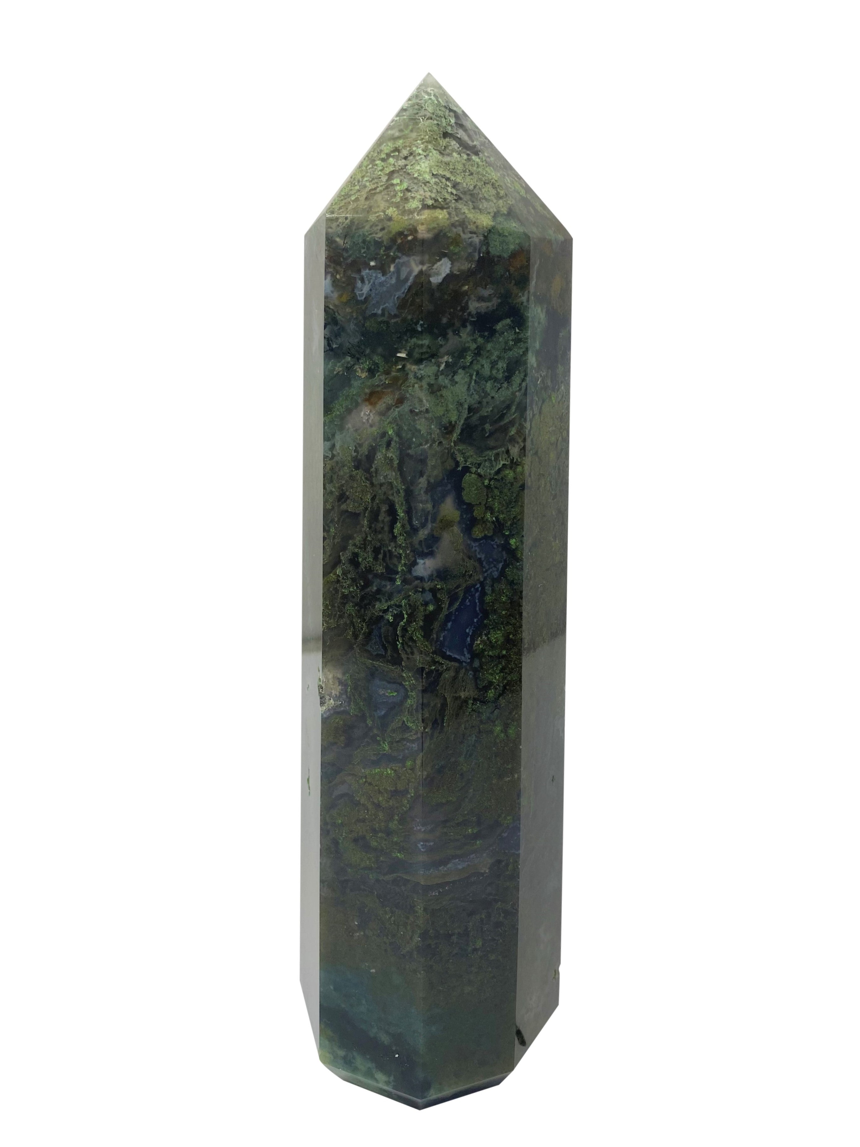 Moss Agate Large Tower Obelisk - I