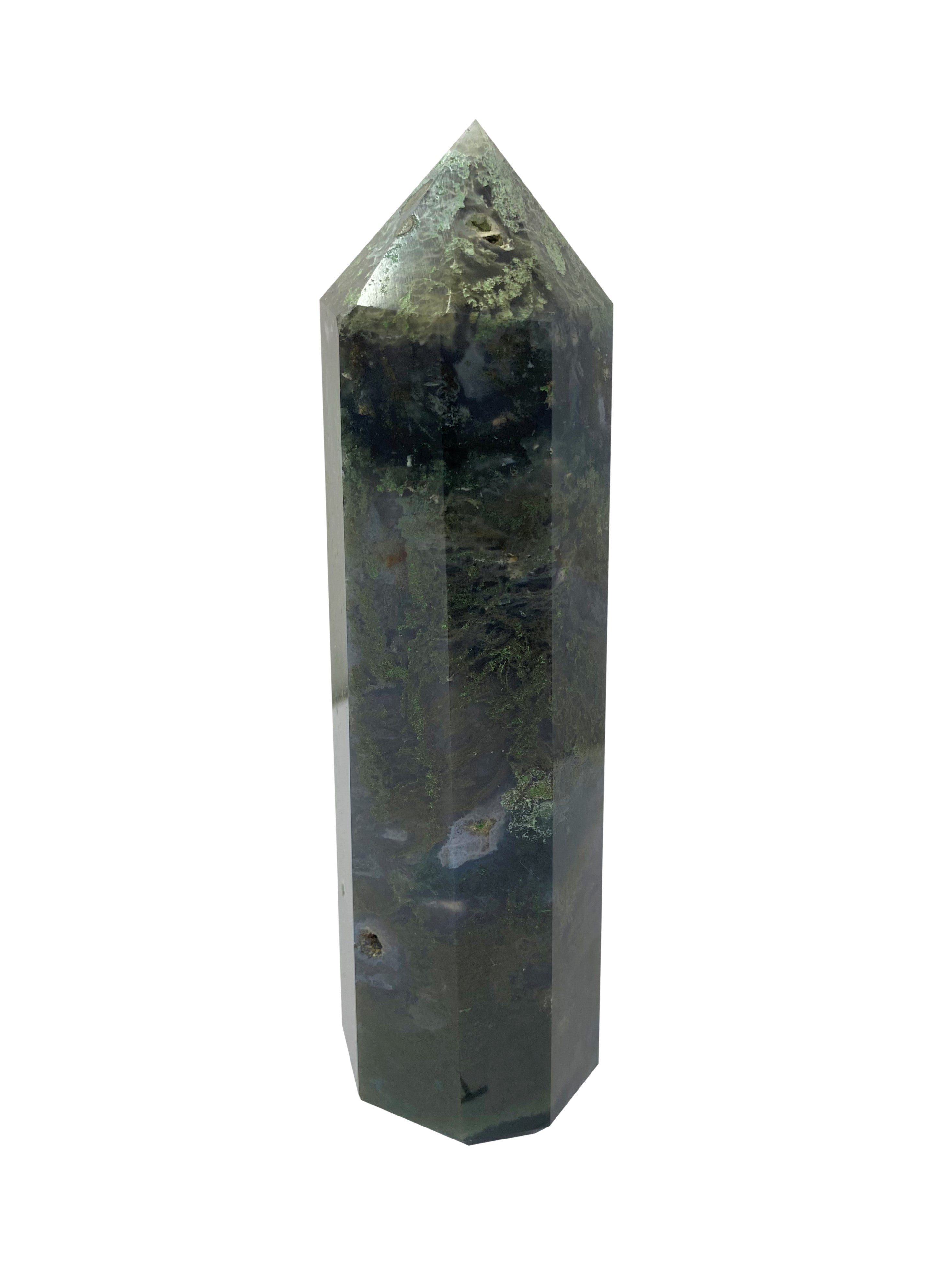 Moss Agate Large Tower Obelisk - I