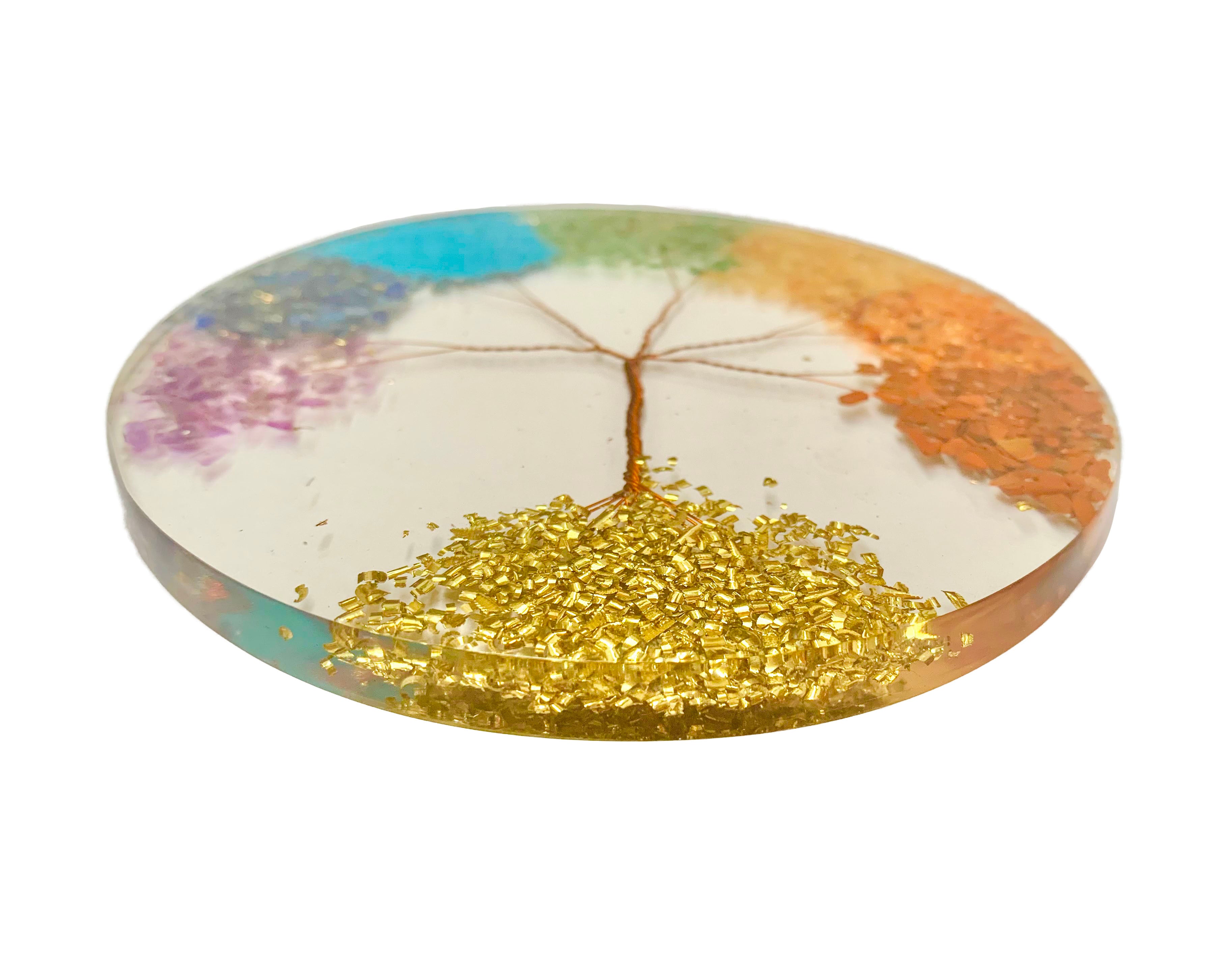 7 Chakras Tree of Life Crystal Coaster Orgonite