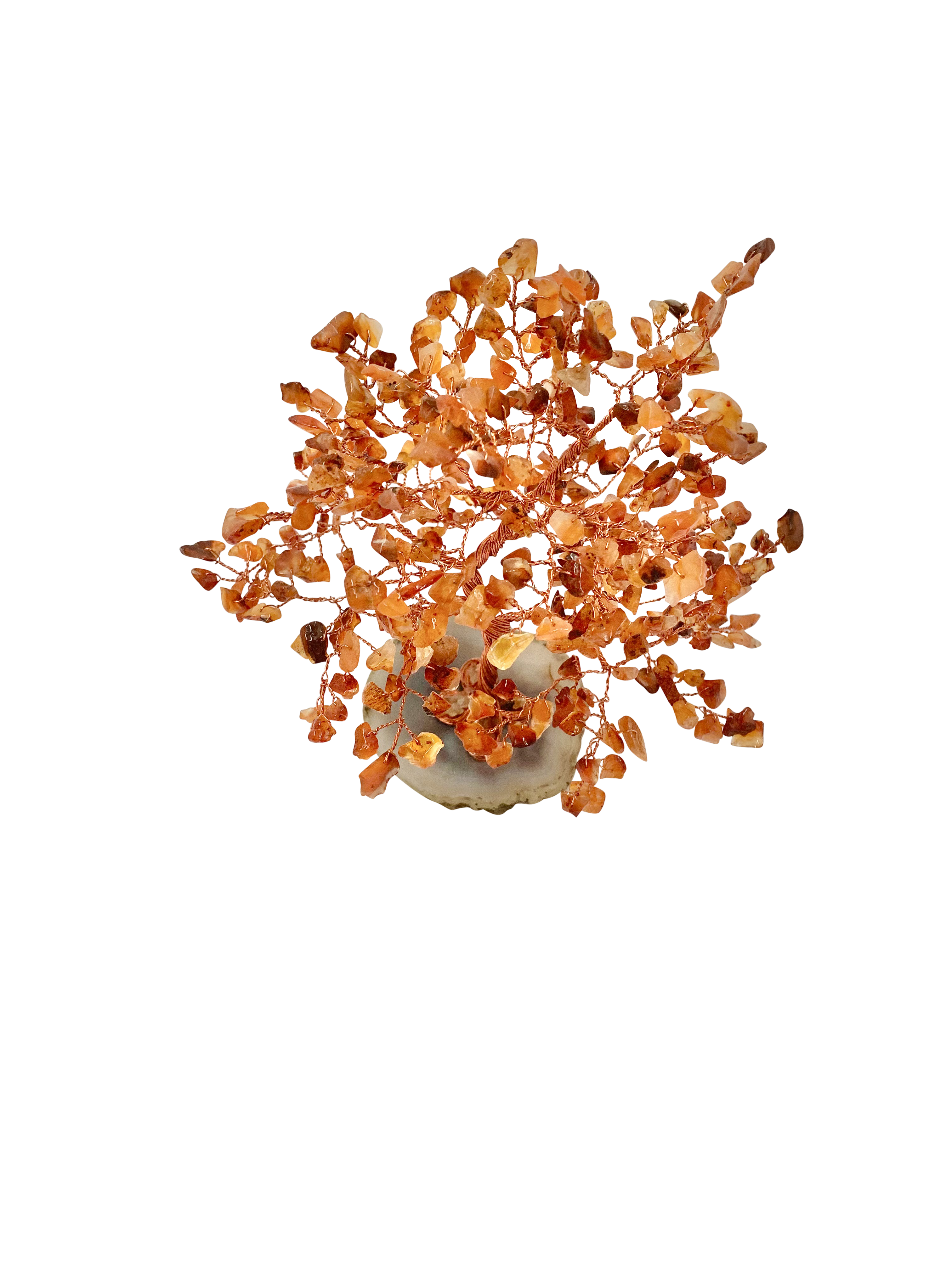 Crystal Chips Tree With Agate Slice Base Carnelian