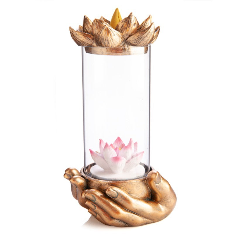 Lotus Glass Case LED Backflow Cone Burner