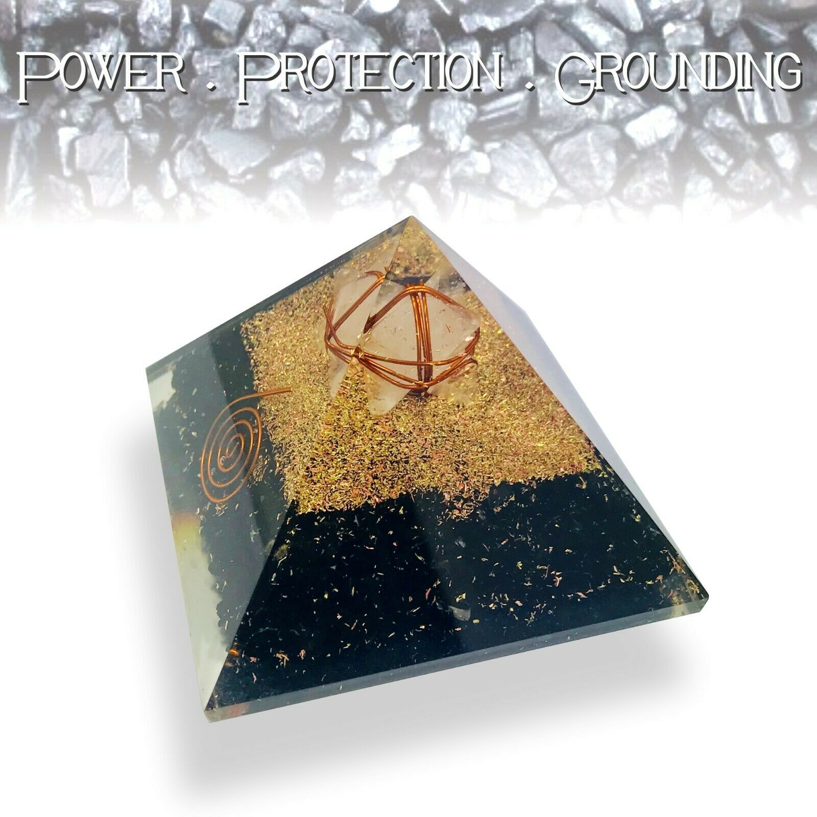 Black Tourmaline Orgonite Clear Quartz Merkabah Pyramid