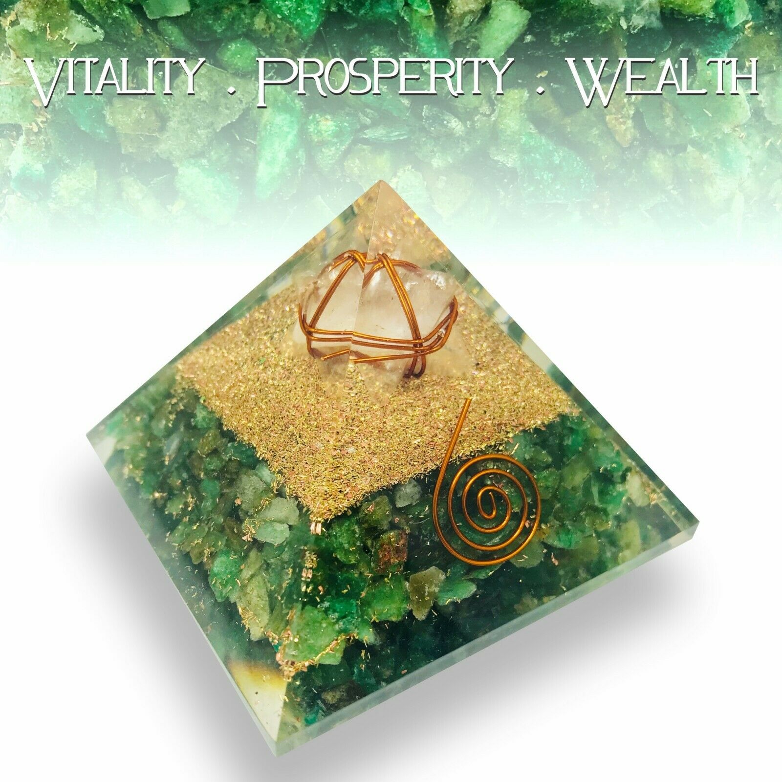 Green Aventurine Orgonite Clear Quartz Merkabah Pyramid