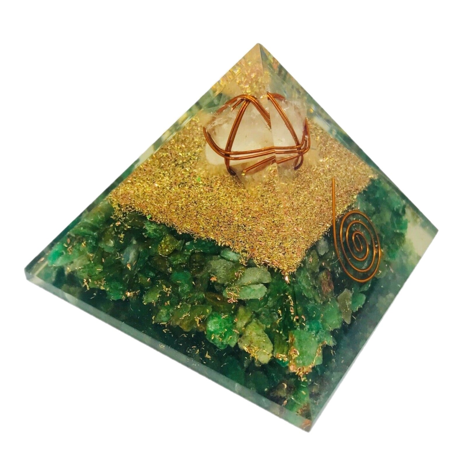 Green Aventurine Orgonite Clear Quartz Merkabah Pyramid