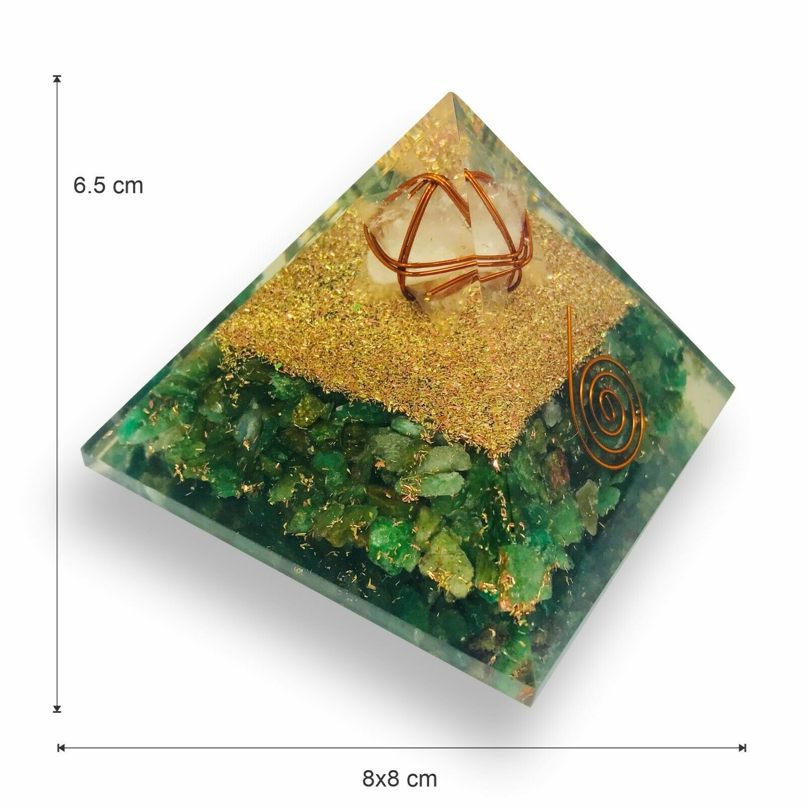 Green Aventurine Orgonite Clear Quartz Merkabah Pyramid