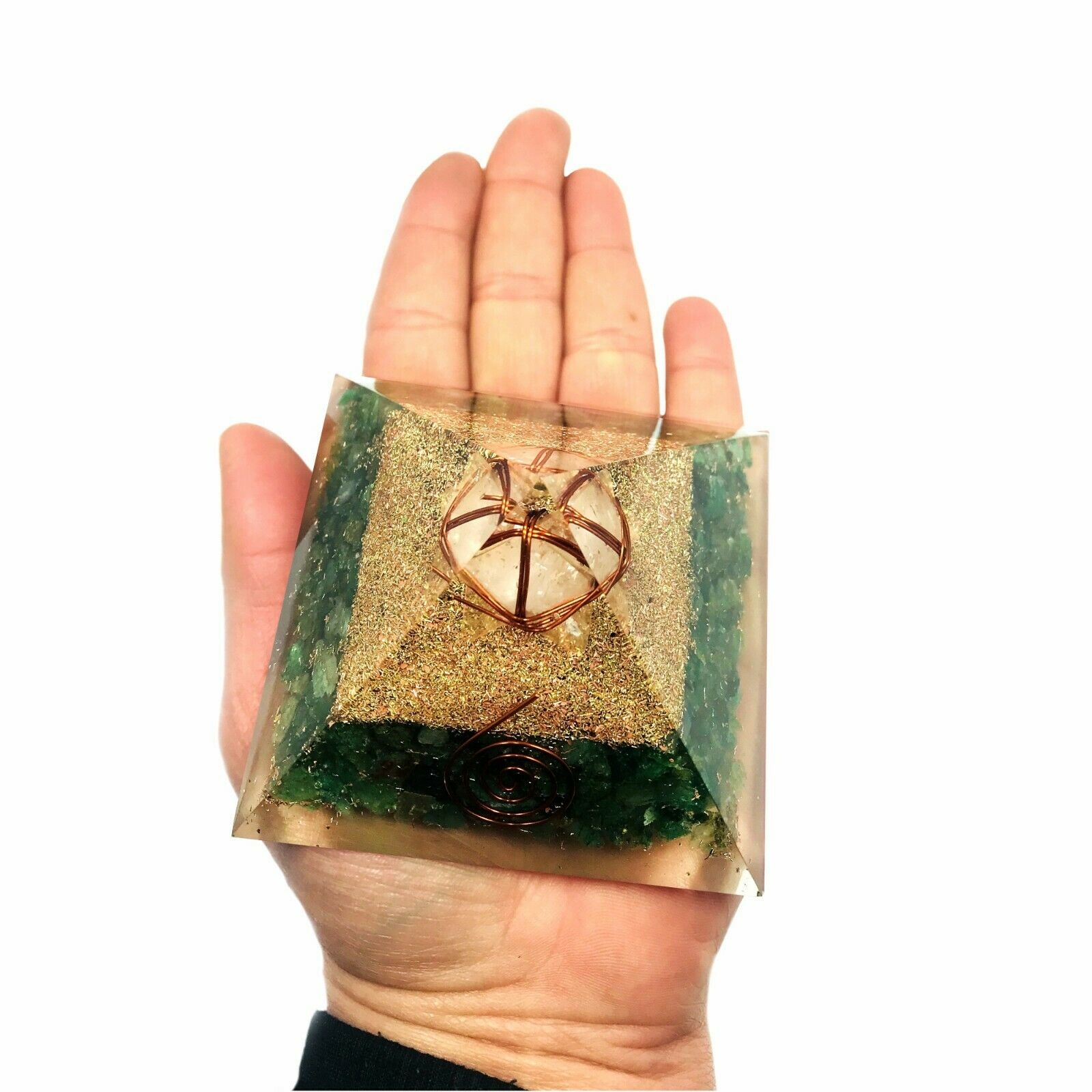 Green Aventurine Orgonite Clear Quartz Merkabah Pyramid
