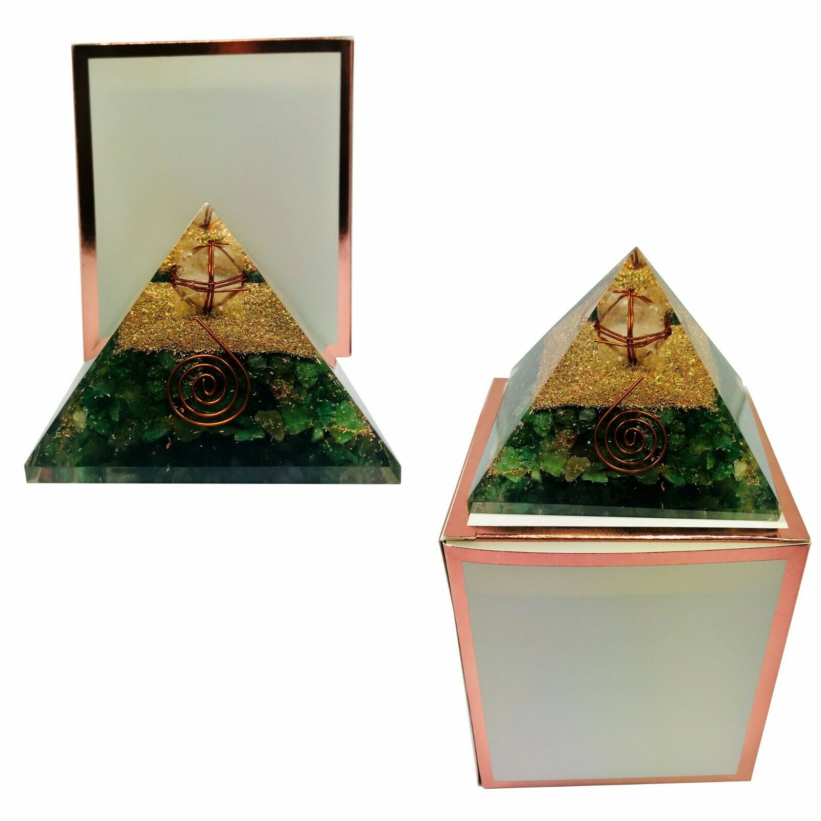 Green Aventurine Orgonite Clear Quartz Merkabah Pyramid