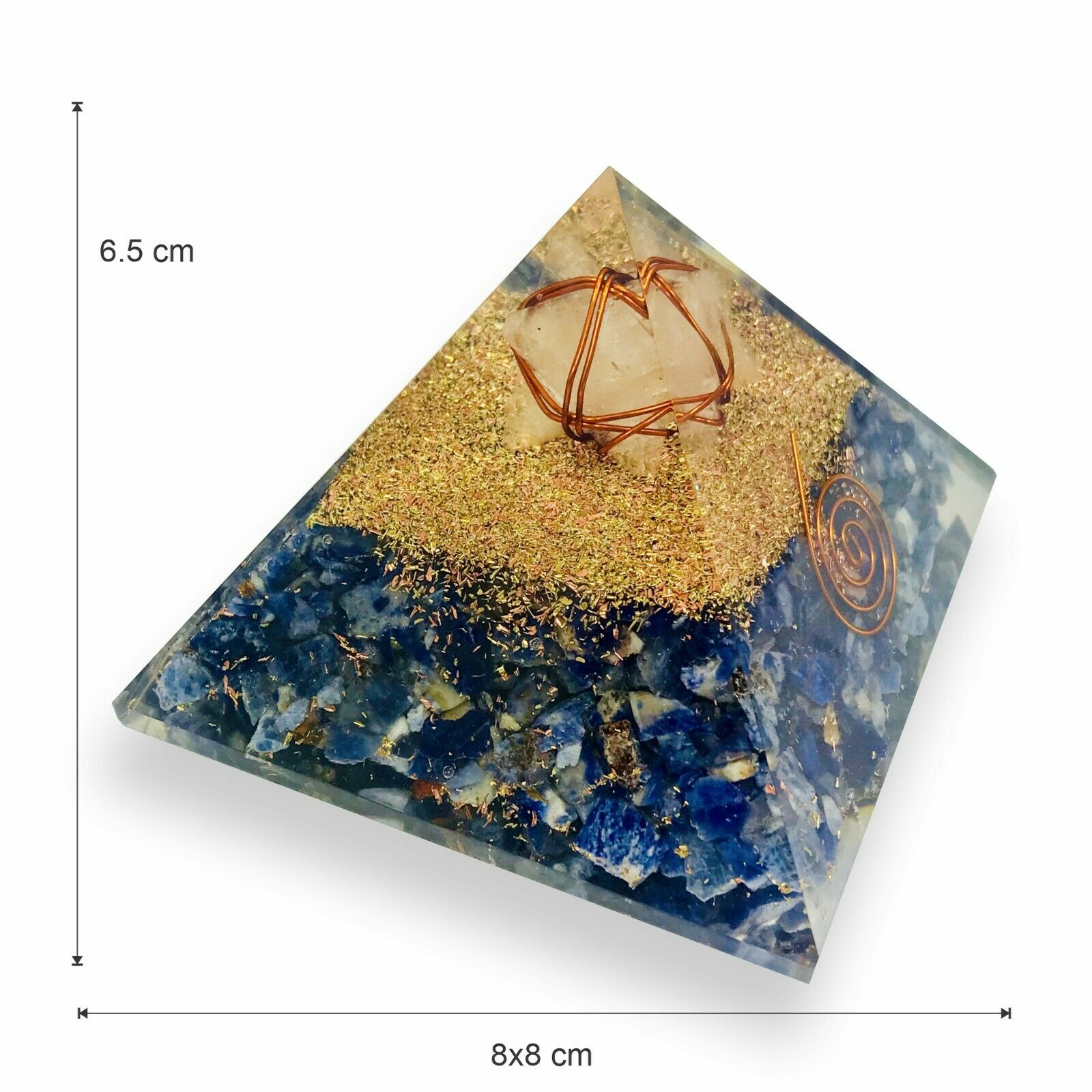 Sodalite Clear Quartz Merkabah Orgonite Pyramid